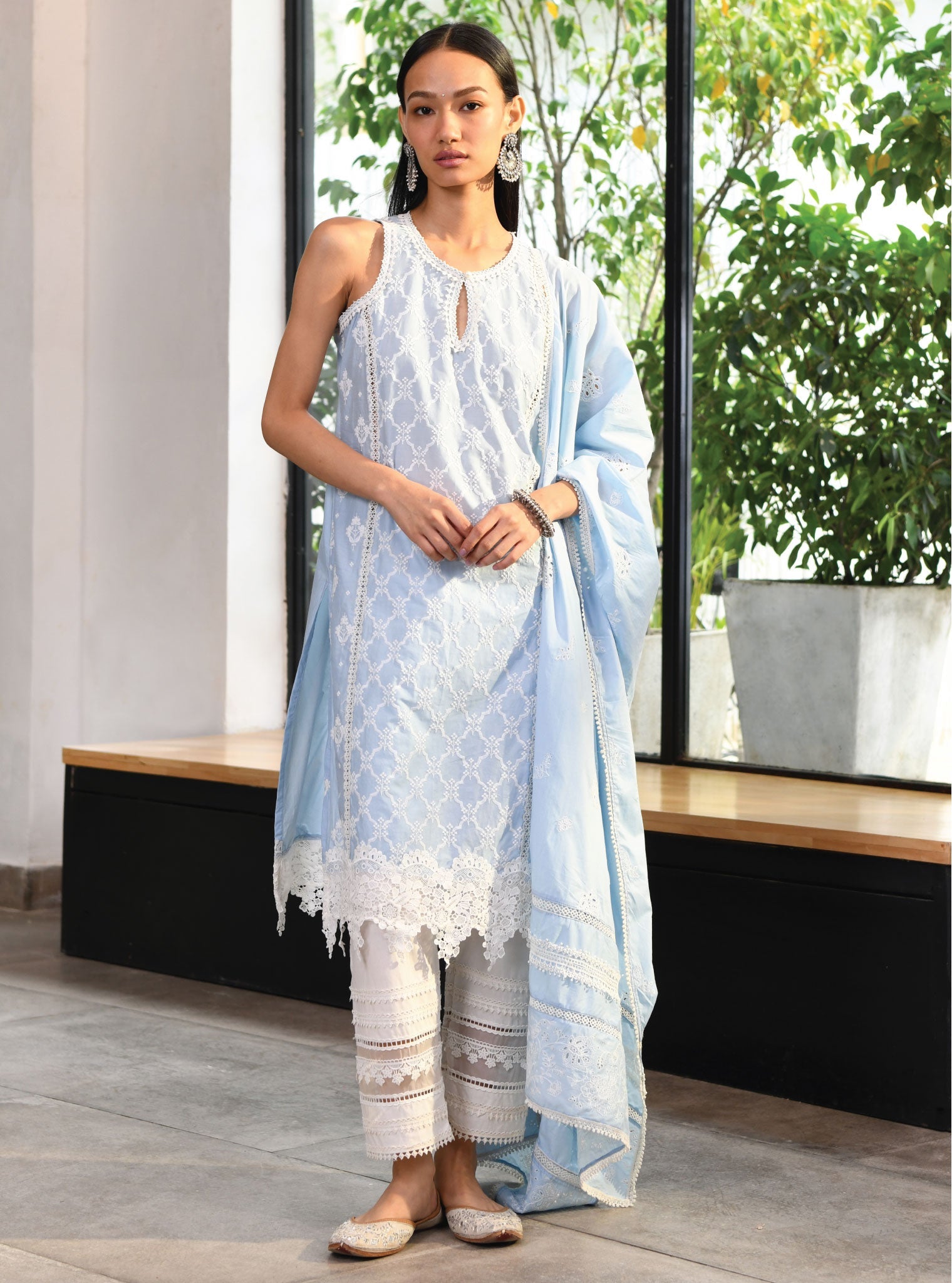 Mulmul Cotton Truro Blue Dupatta