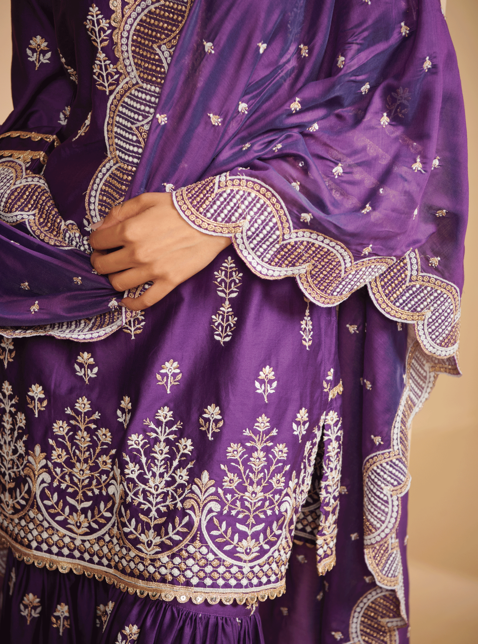 Mulmul Cotton Mahi Purple Dupatta