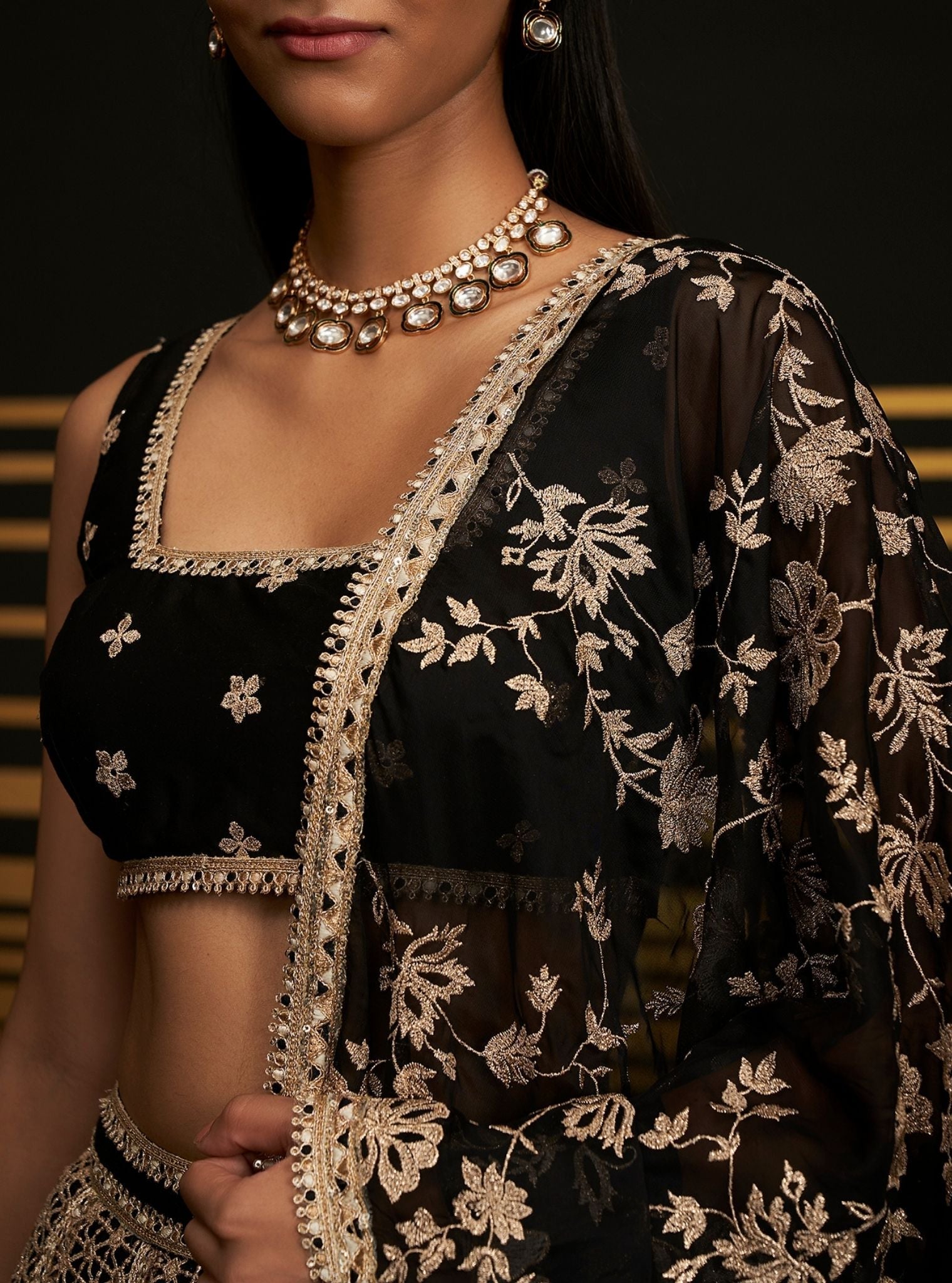 Mulmul Chemical Rehnuma Black lehenga