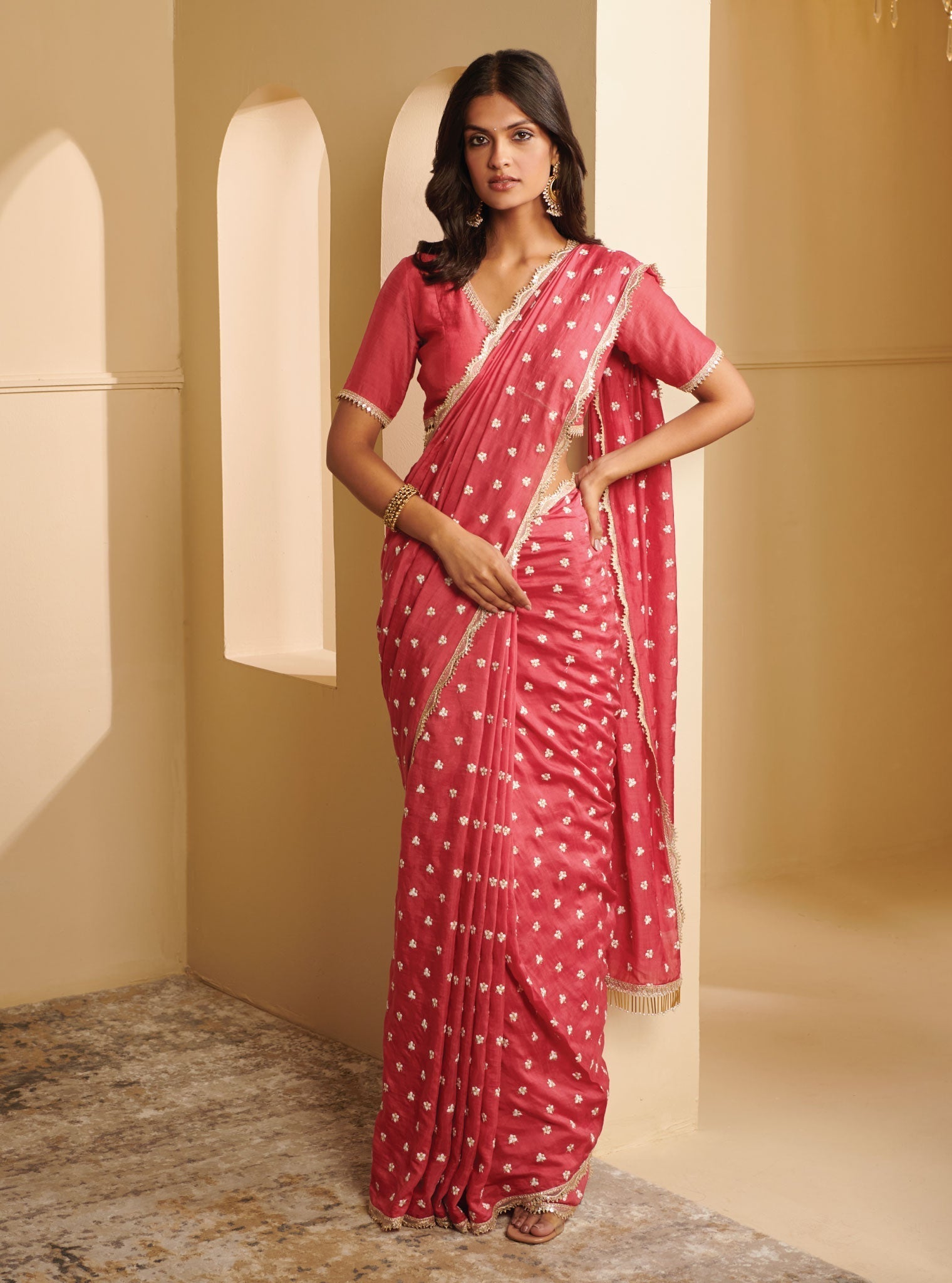 Mulmul Silk Avana Fuchsia Saree