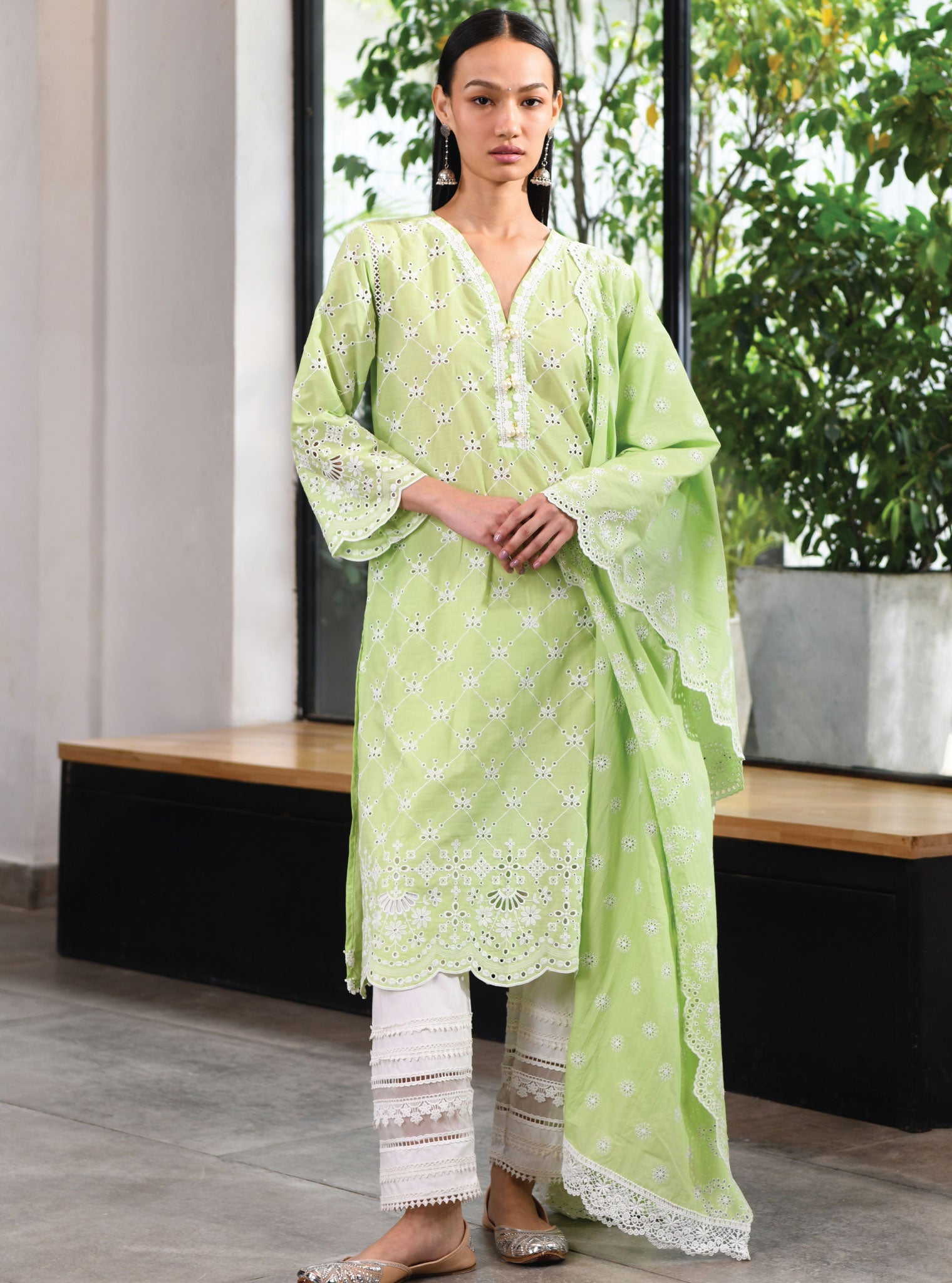 Mulmul Cotton Wells Green Dupatta