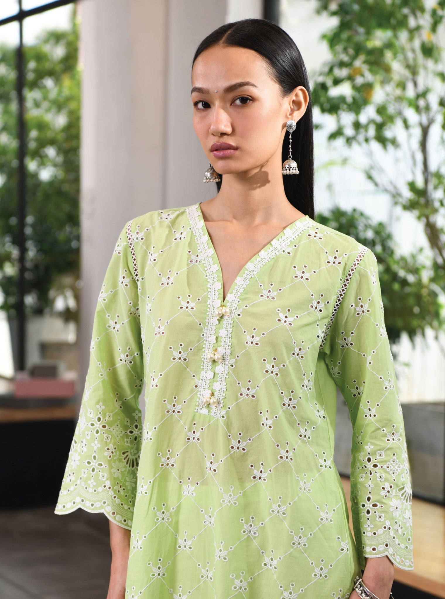 Mulmul Cotton Perth Green Kurta