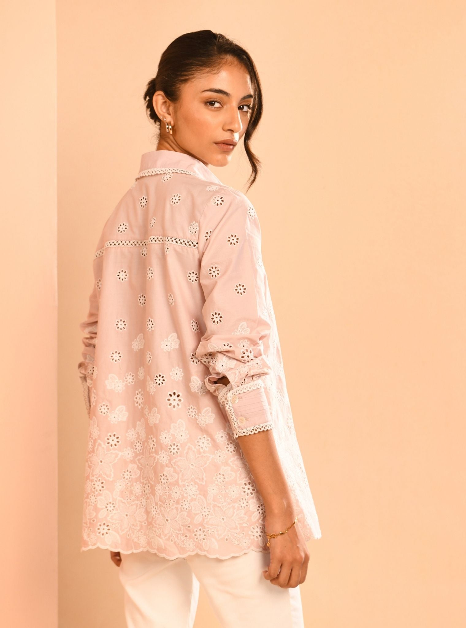 Mulmul Cotton Bea Dusty Pink Shirt