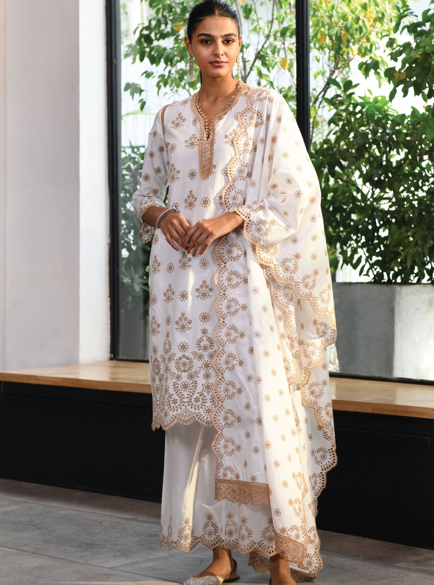 Mulmul Cotton Wells White Dupatta