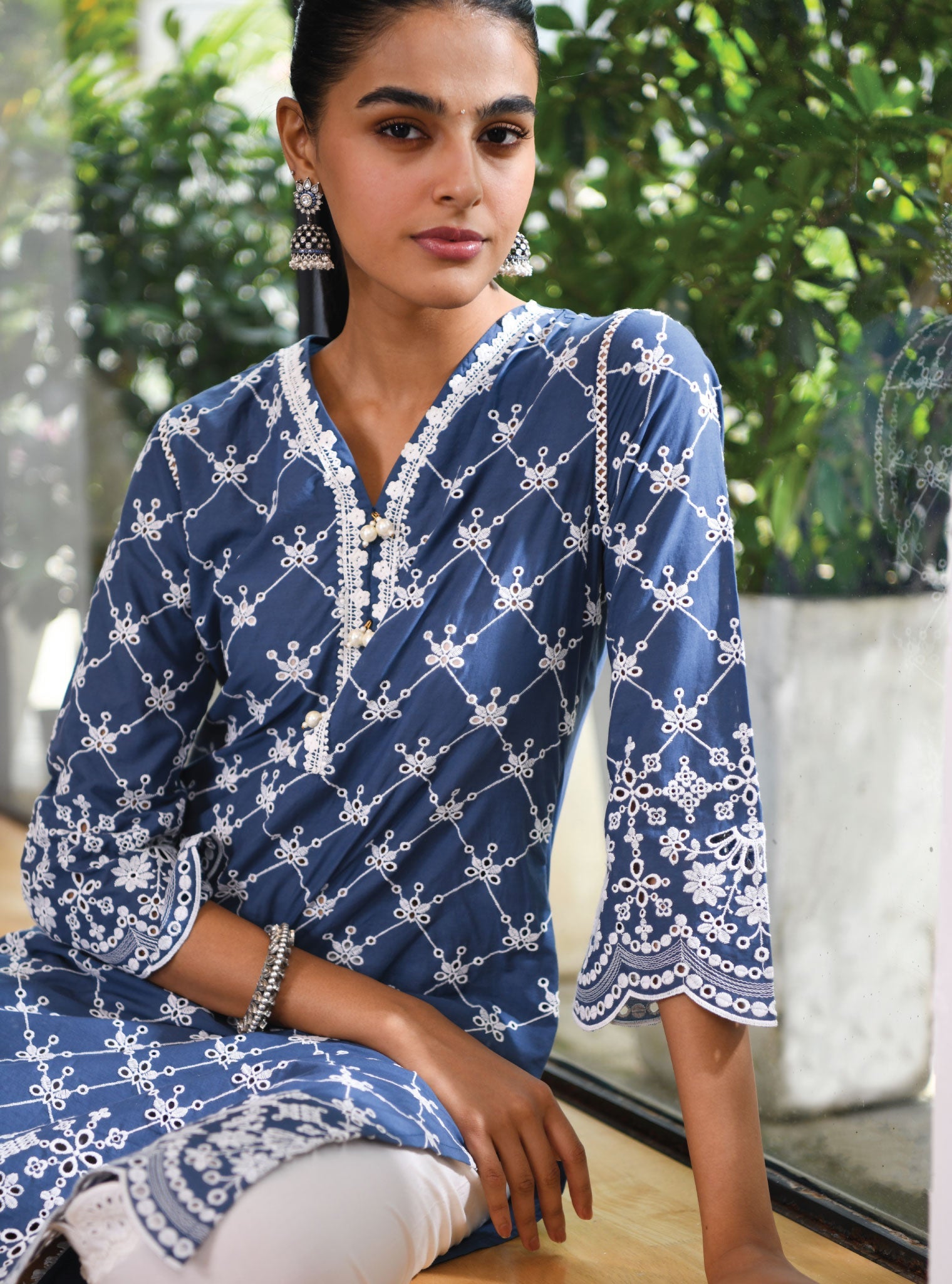 Mulmul Cotton Perth Navy Kurta