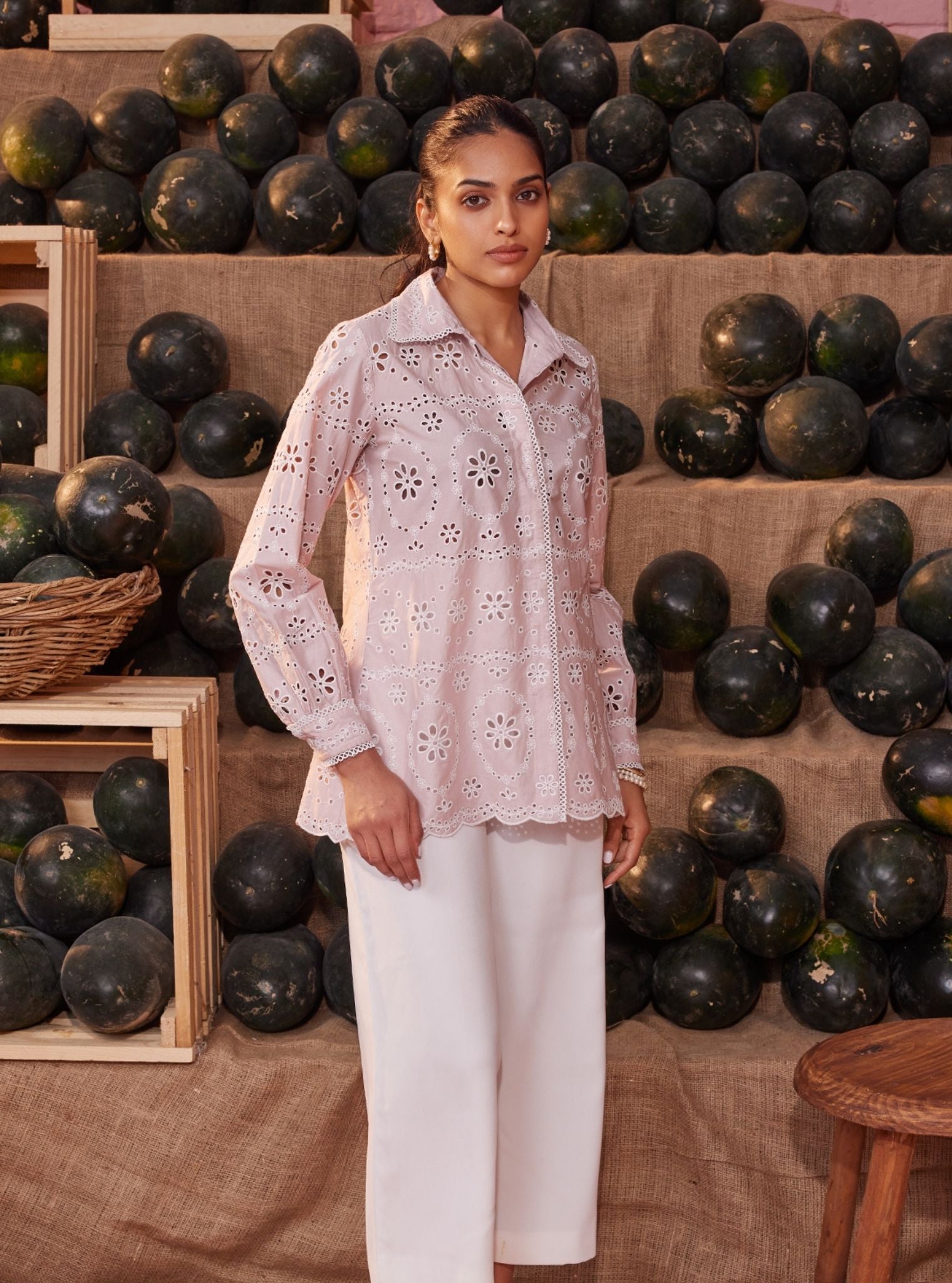 Mulmul Iconic Cotton Sia Dusty Pink Shirt