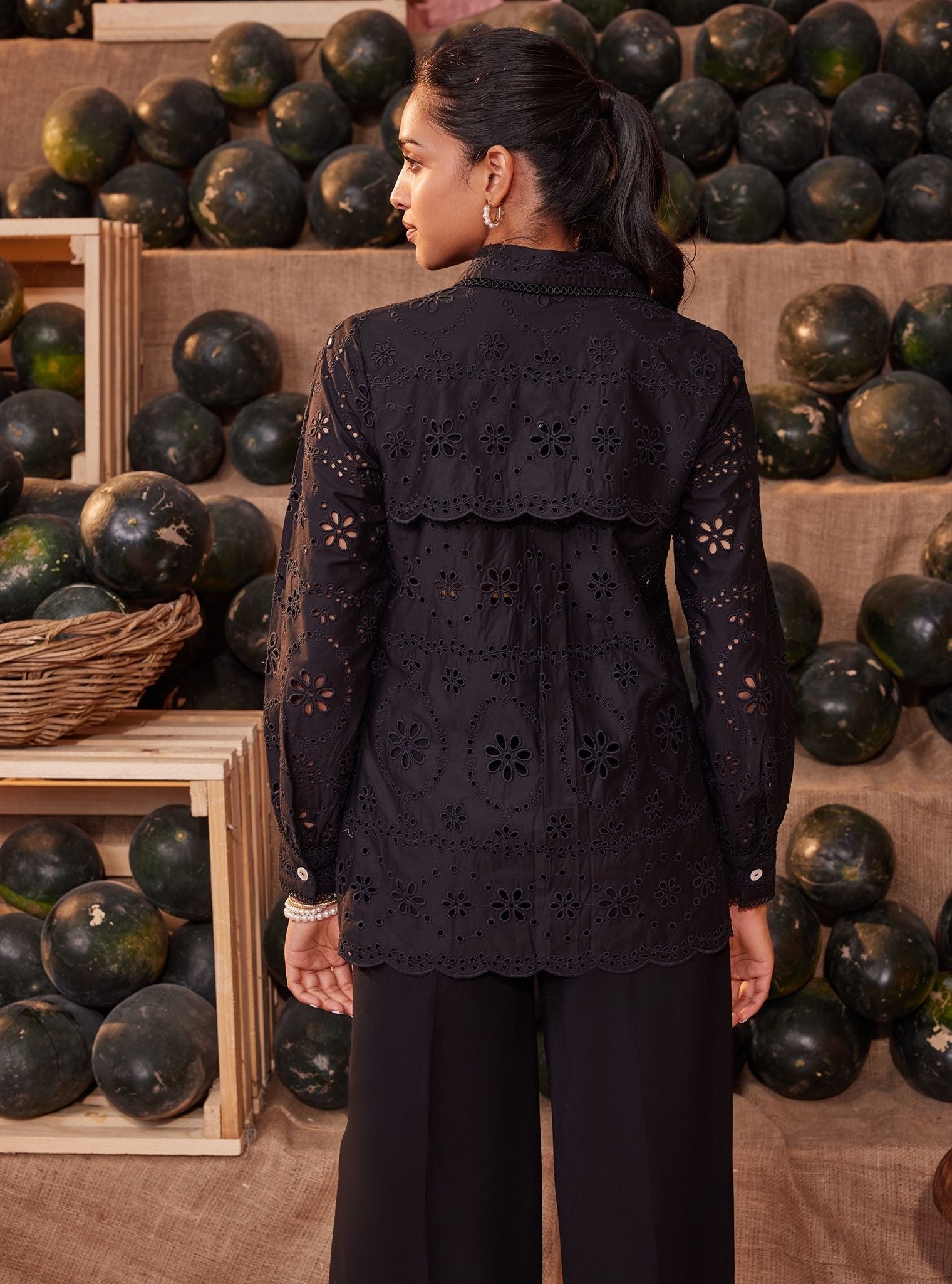 Mulmul Iconic Cotton Sia Black Shirt