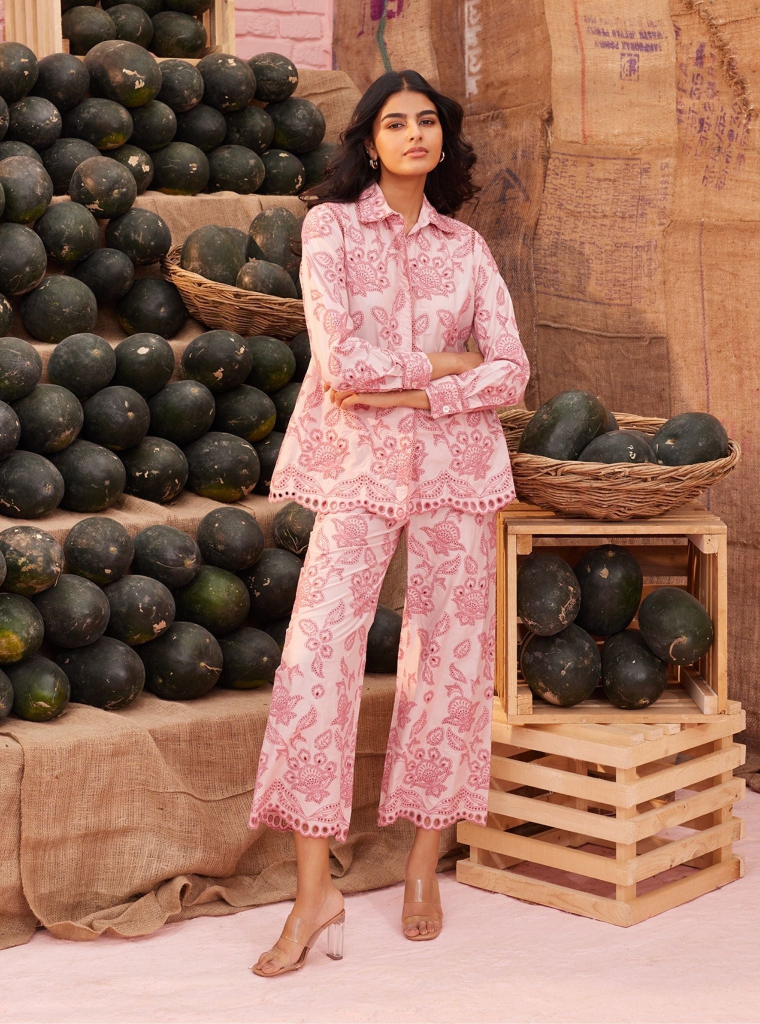 Mulmul Cotton Sasha Light Pink Shirt With Mulmul Cotton Sasha Light Pink Pant