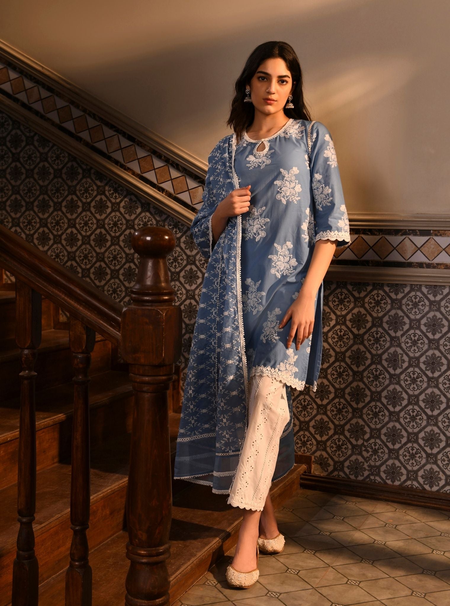 Mulmul Cotton Ava Denim Dupatta