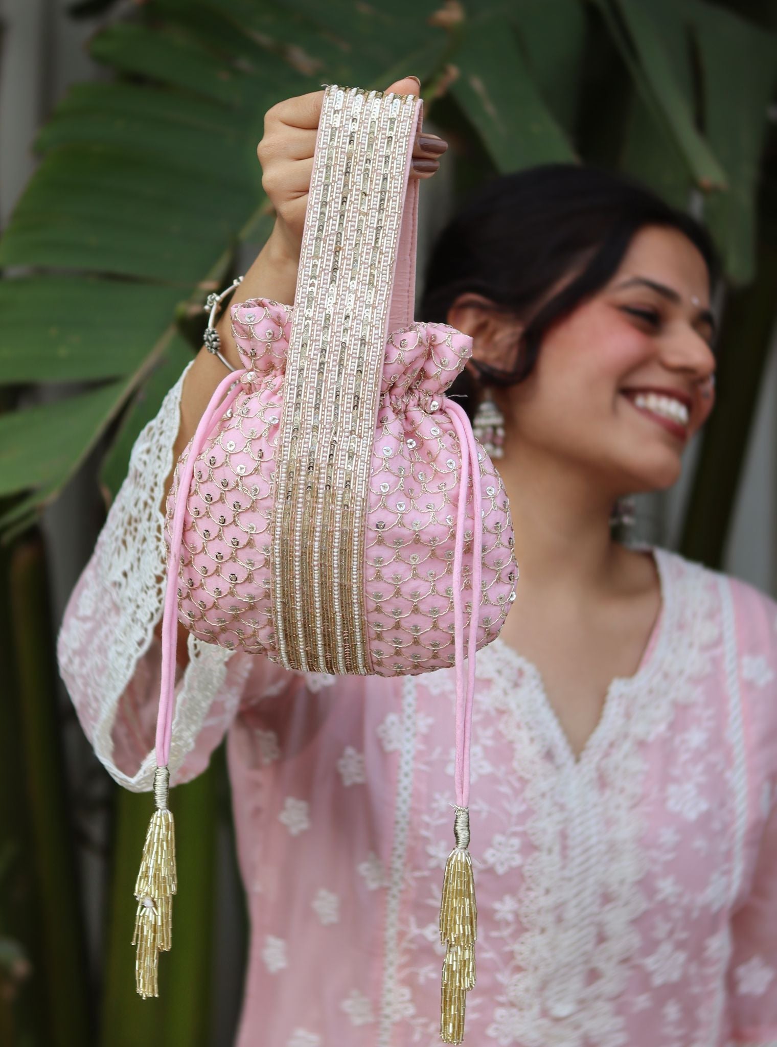 Mulmul Myra Pink Potli Bag