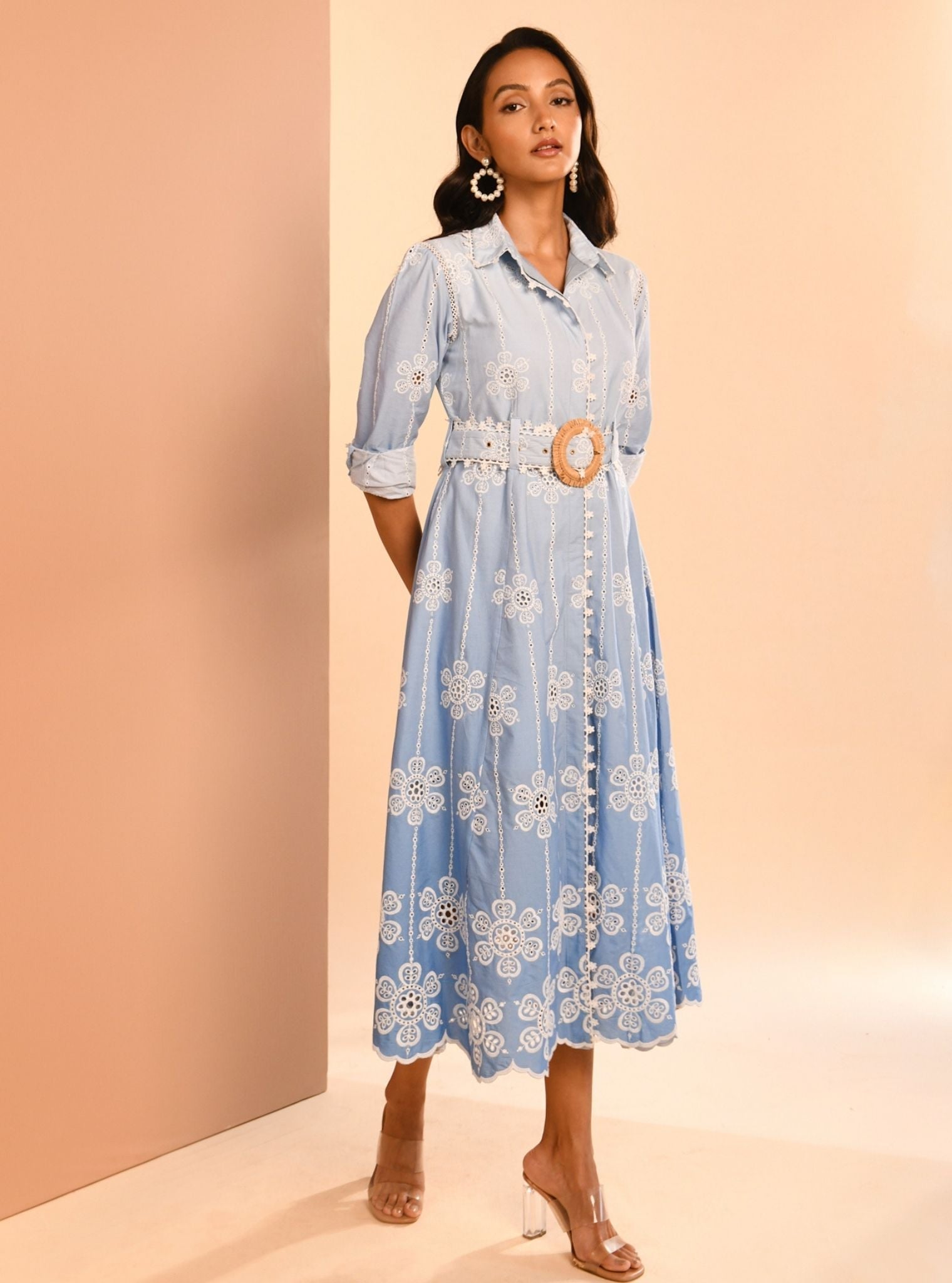 Mulmul Ombre Cotton Meg Blue Dress