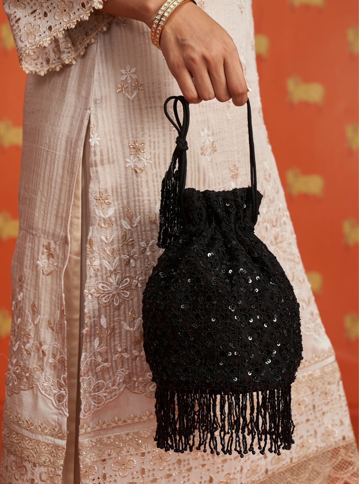 Mulmul Eesha Black Potli Bag