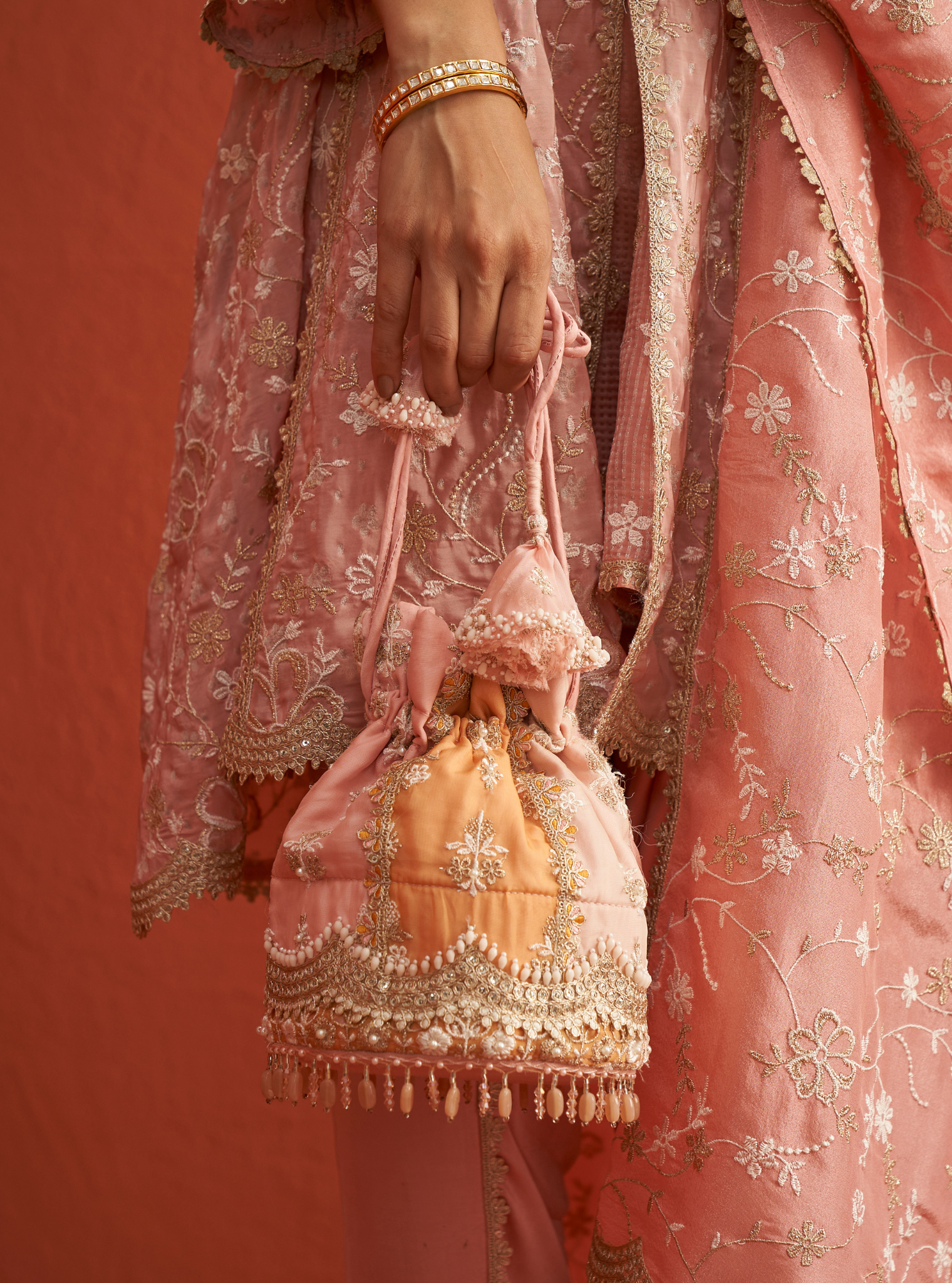 Mulmul Falak Pink Potli Bag