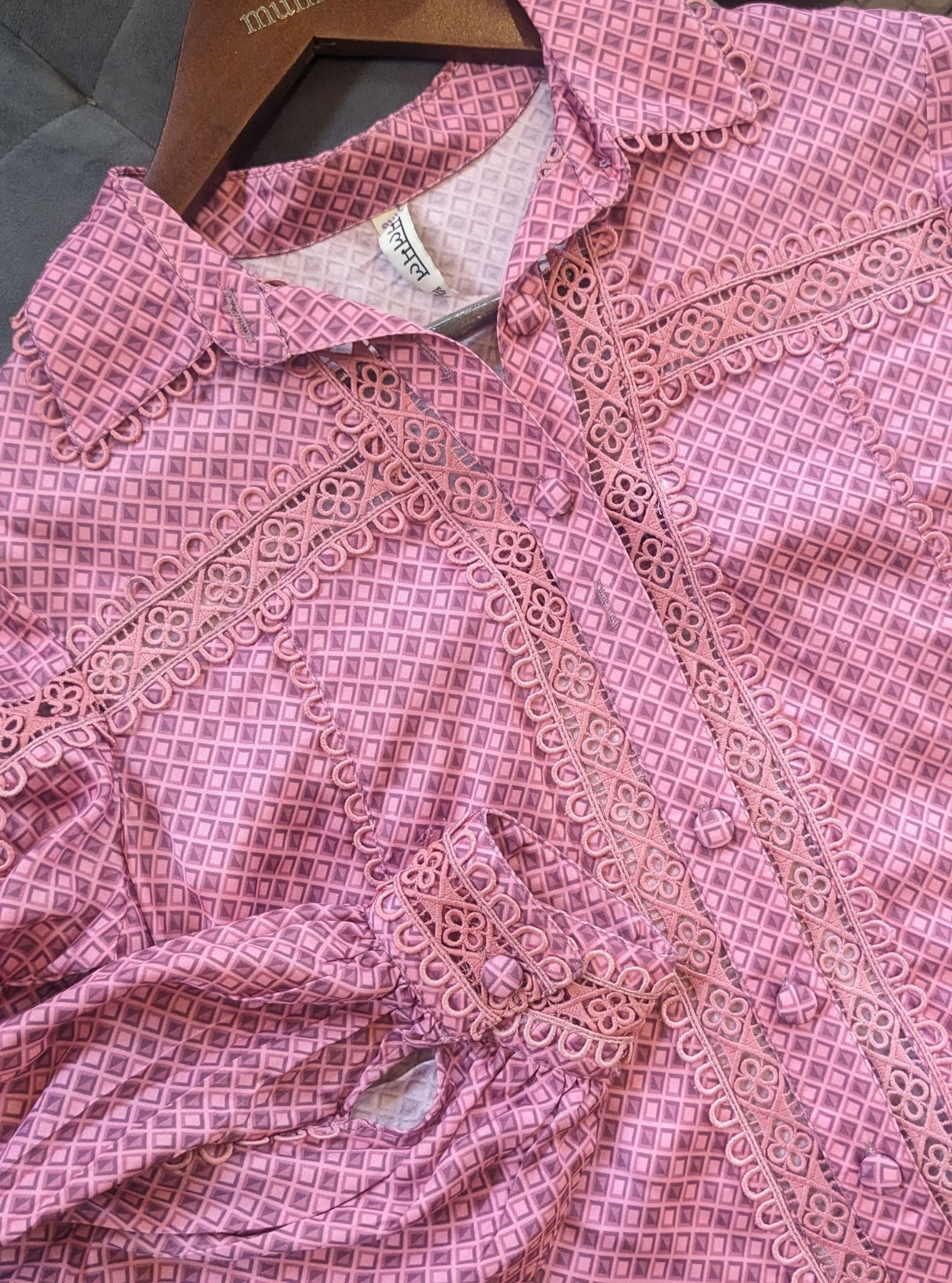 Mulmul Iconic Cupro Anna Pink Print Shirt