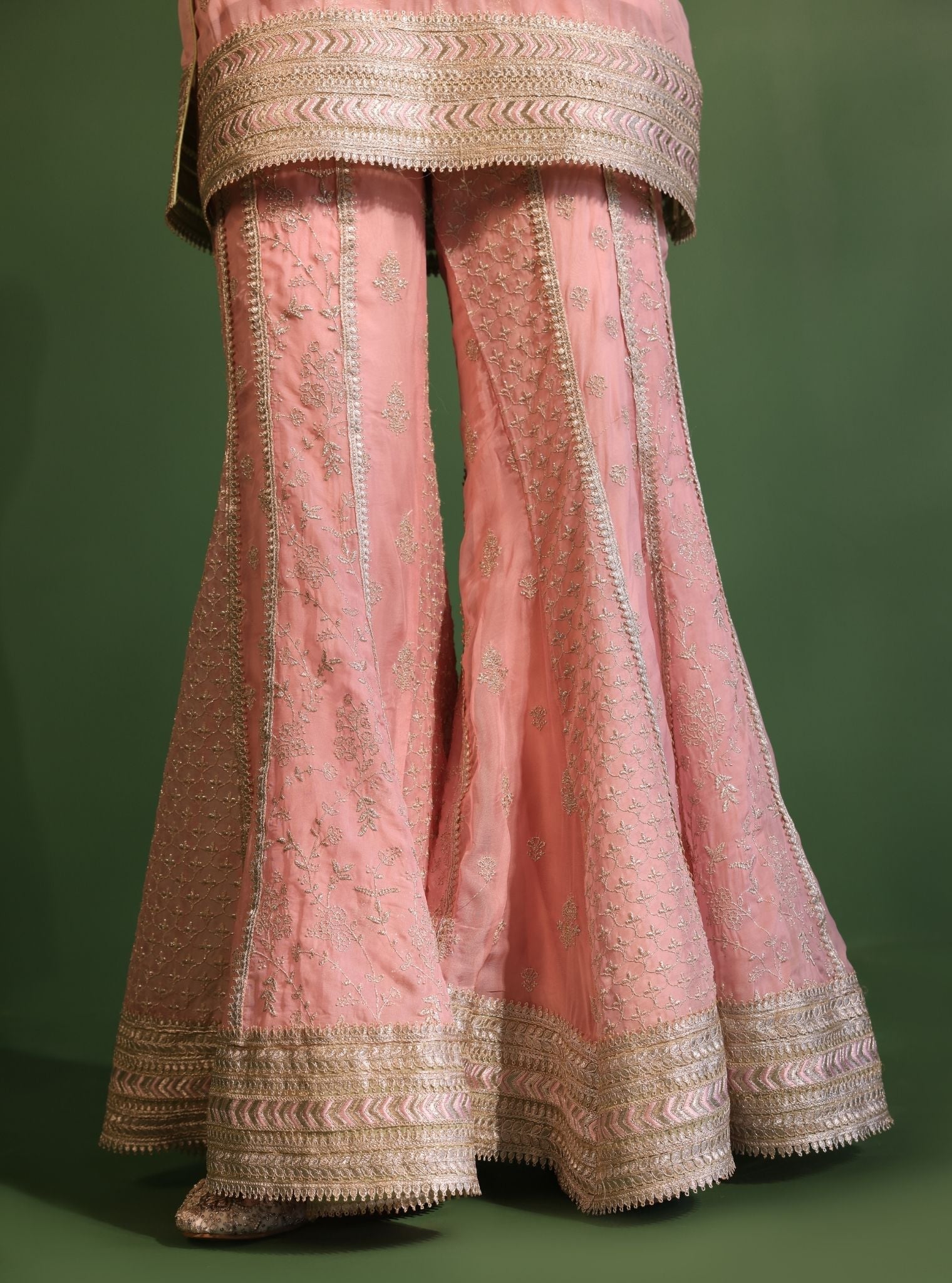 Mulmul Organza Ishq Onion Pink Kurta With Mulmul Organza Ishq Onion Pink Sharara