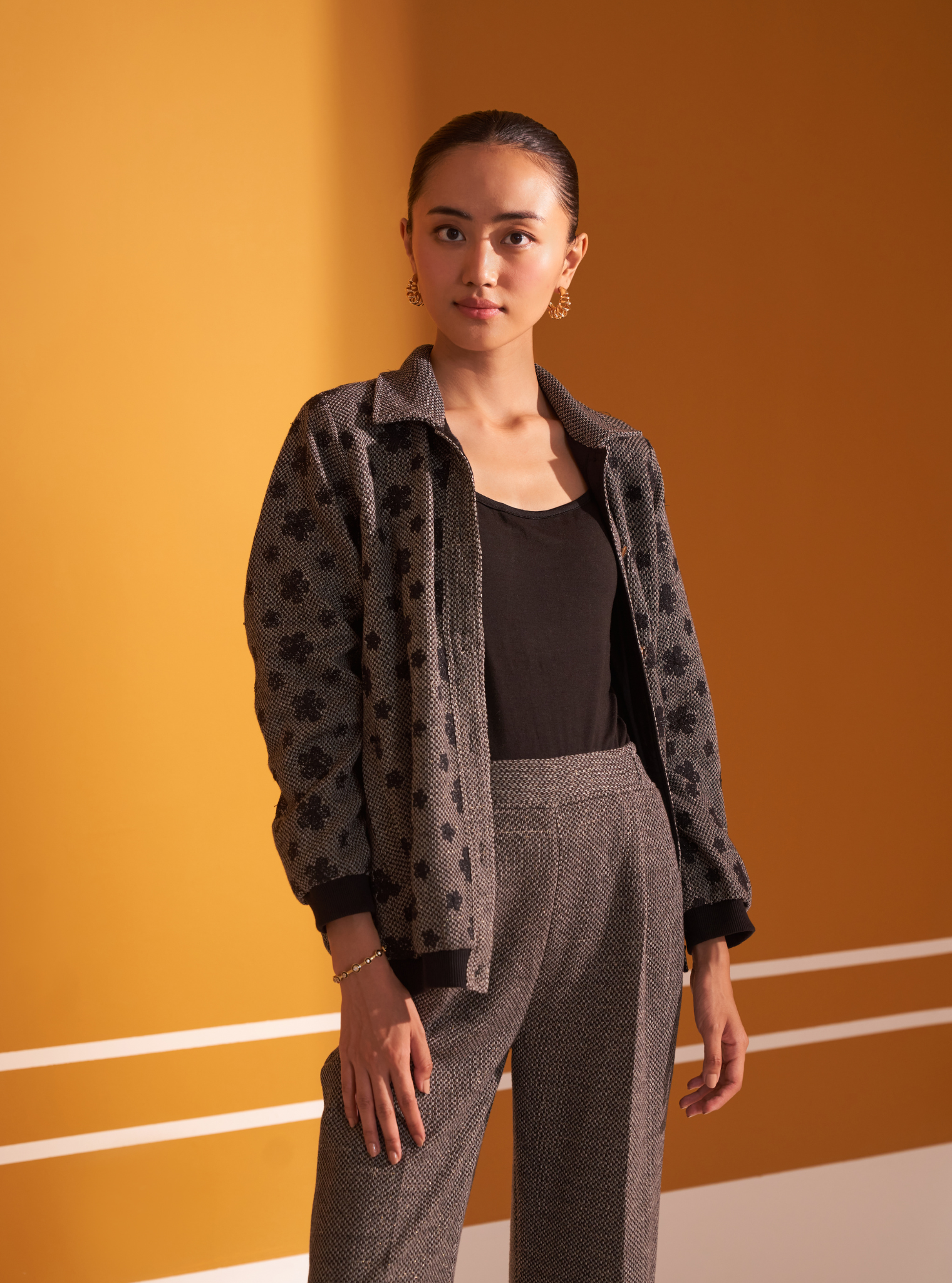 Mulmul Lurex Knit Edith Black Jacket With Mulmul Lurex Knit Edith Black Pant