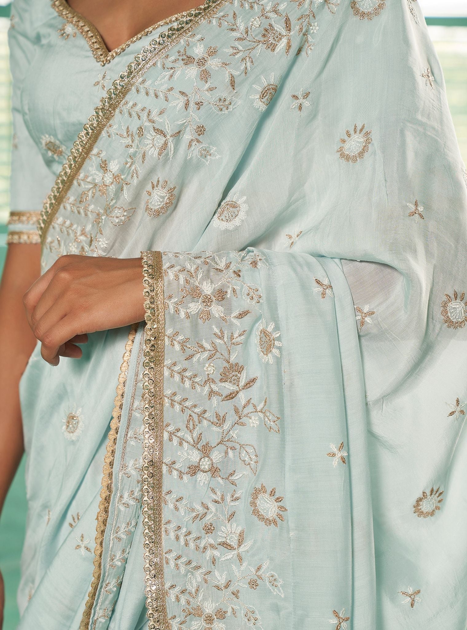 Mulmul Silk Dara Light Blue Saree