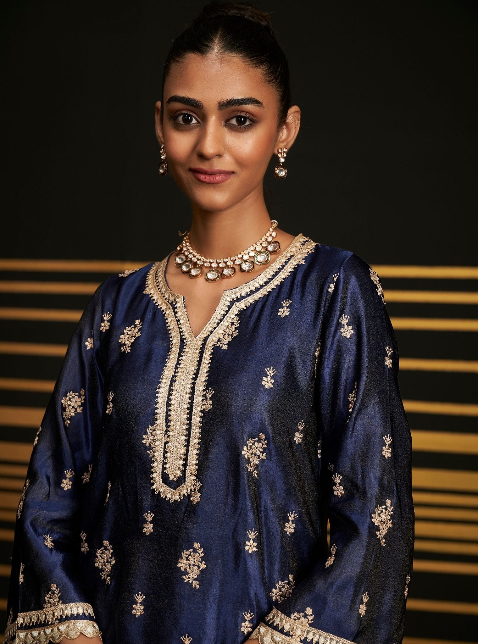 Mulmul HO Silk Vaari Navy Dupatta