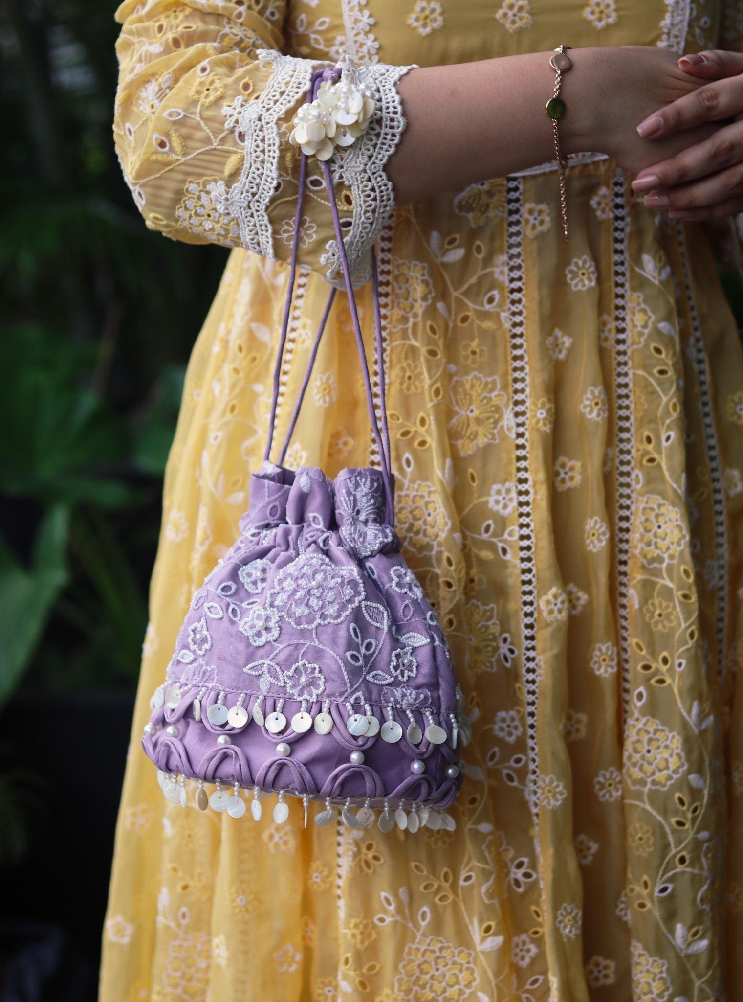 Mulmul Asha Lavender Potli Bag