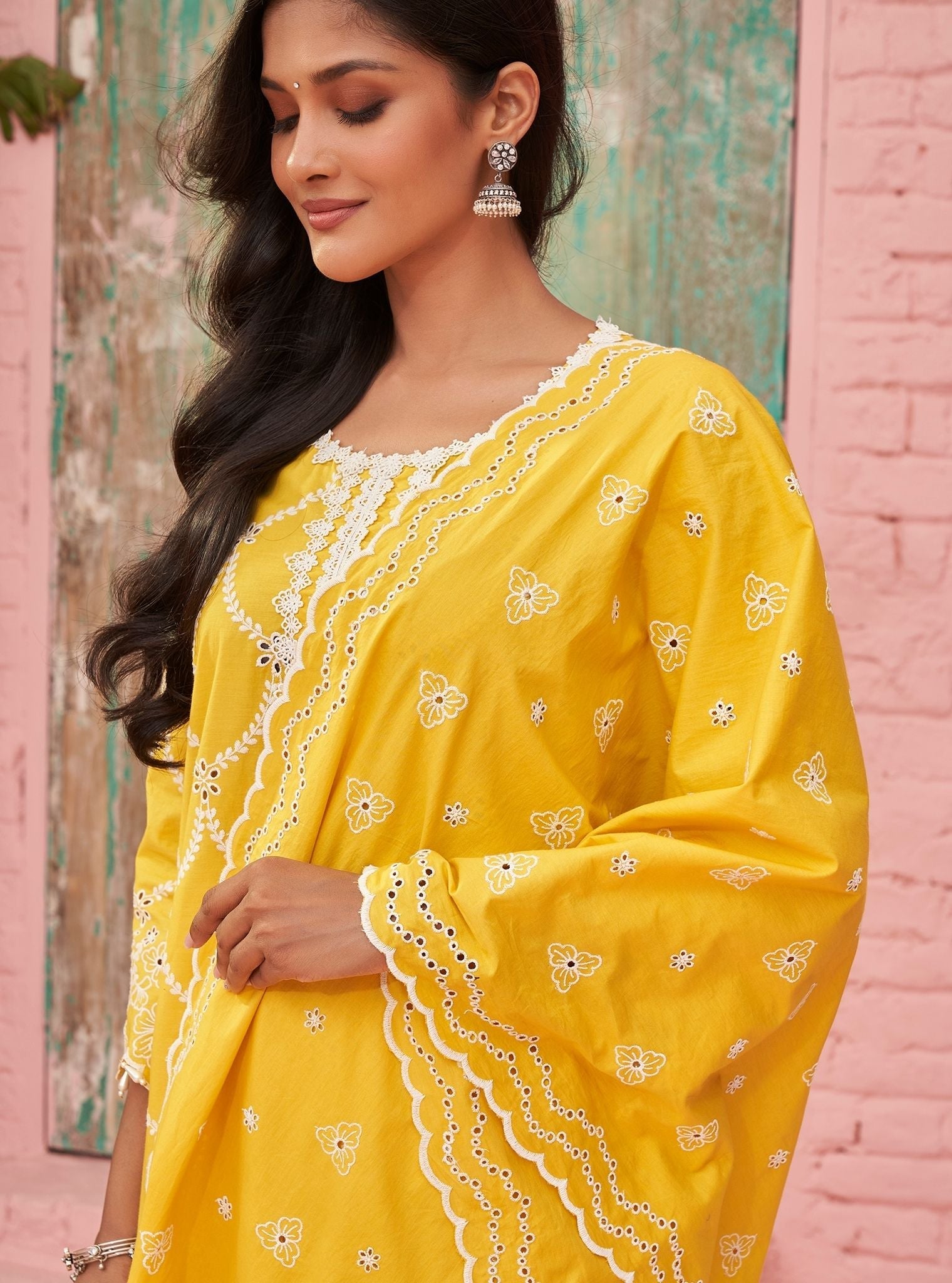 Mulmul Cotton Aashay Yellow Kurta