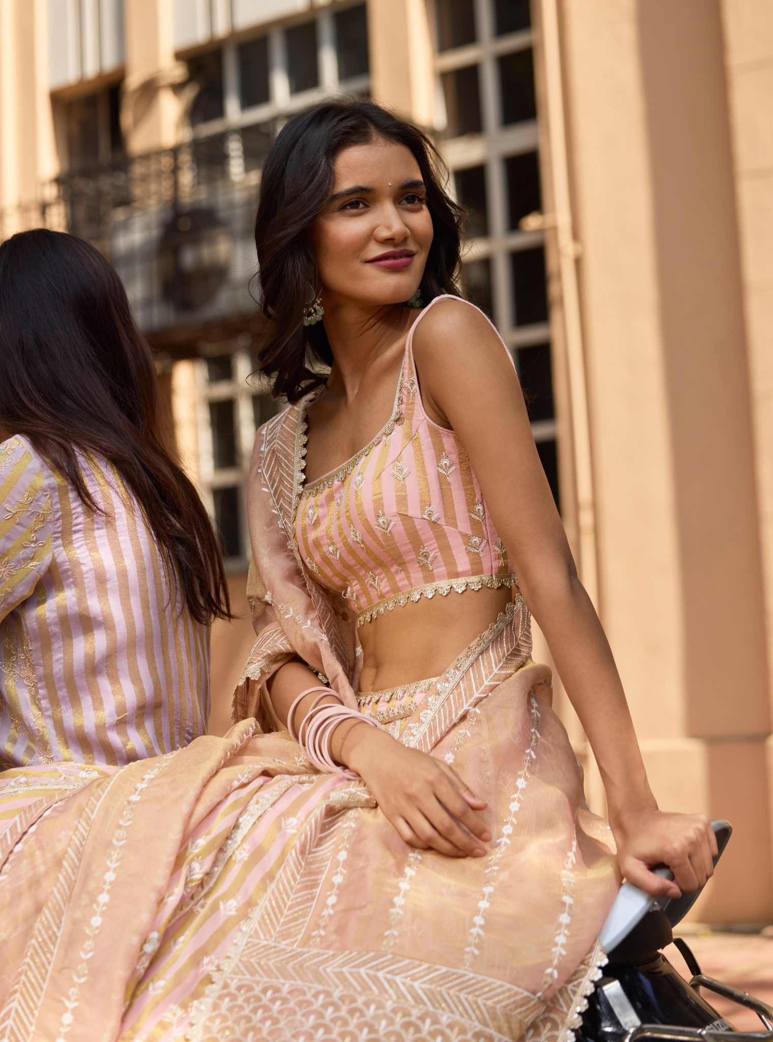 Mulmul Banarsi Sindhuri Light Pink Lehenga