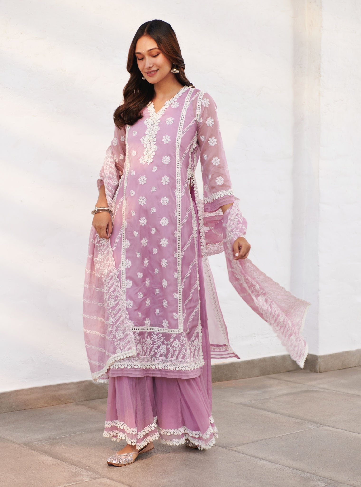 Mulmul Organza  Glamorgan Lilac Dupatta