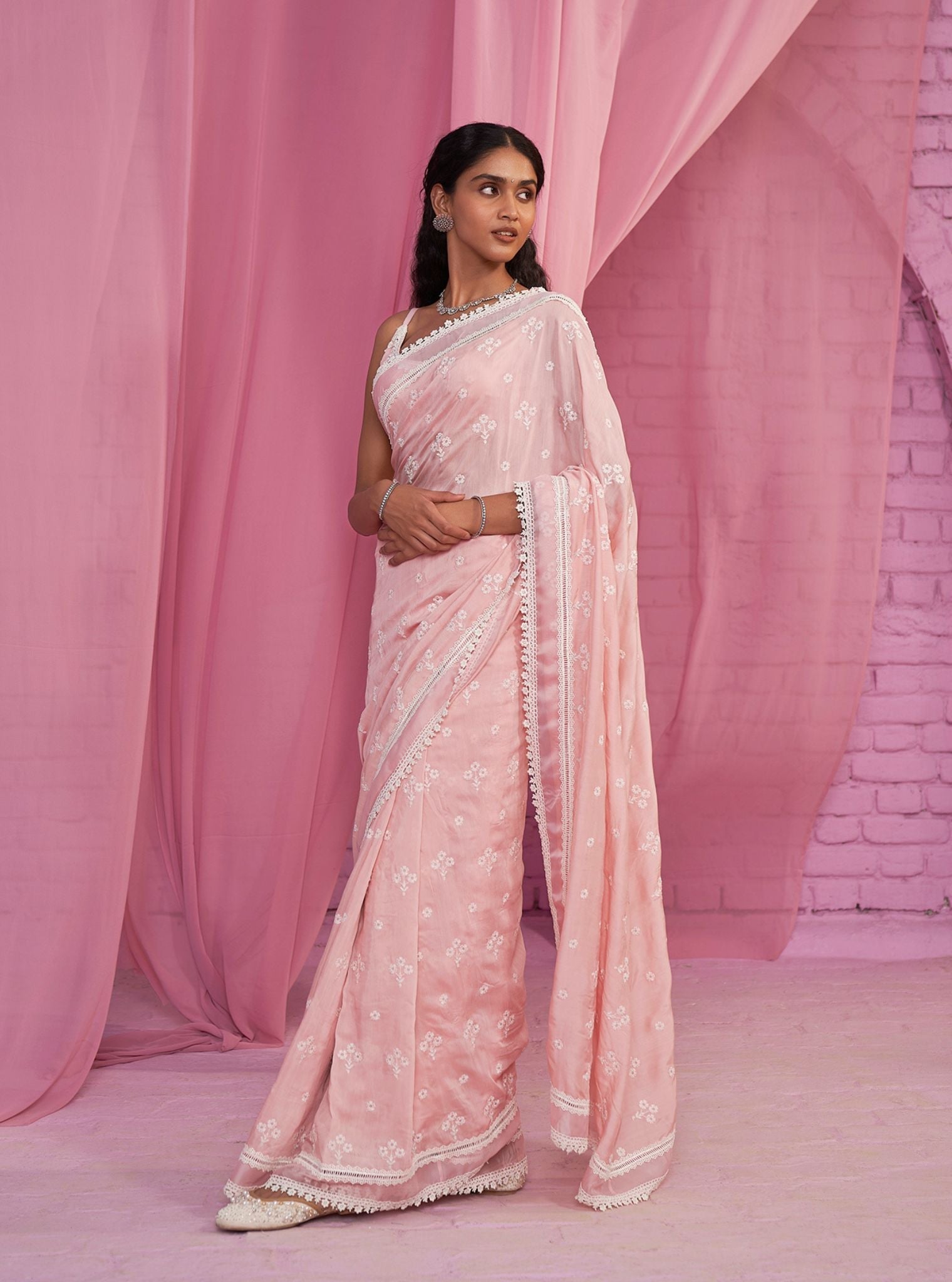 Mulmul Silk Annika Light Pink Saree