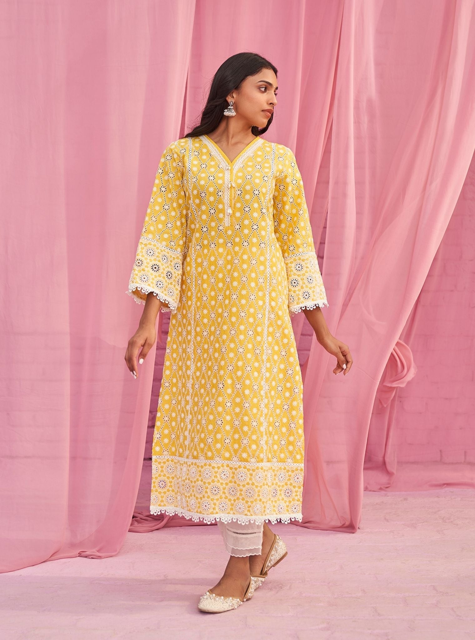 Mulmul Cotton Asti Yellow Kurta