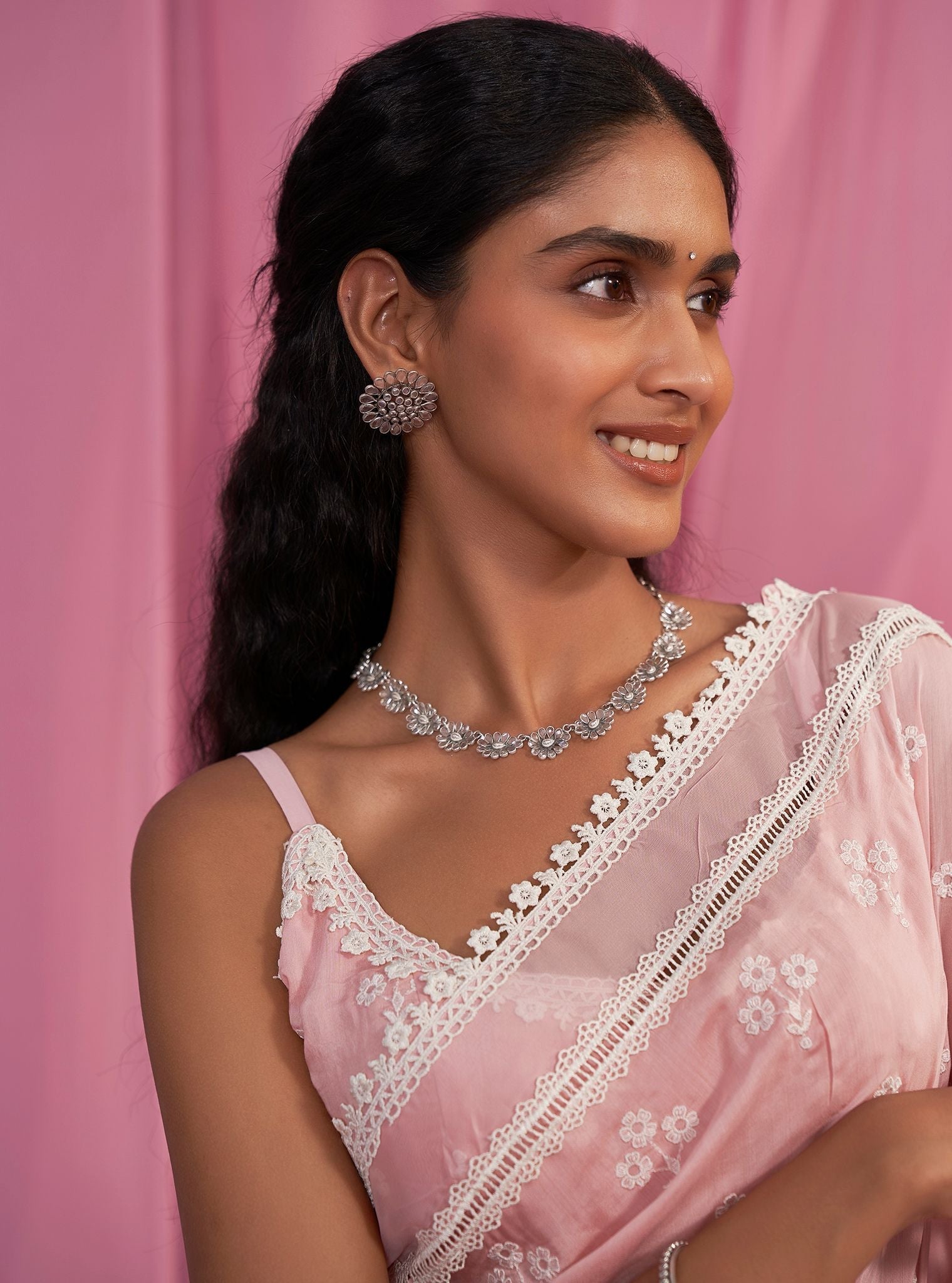 Mulmul Silk Annika Light Pink Saree