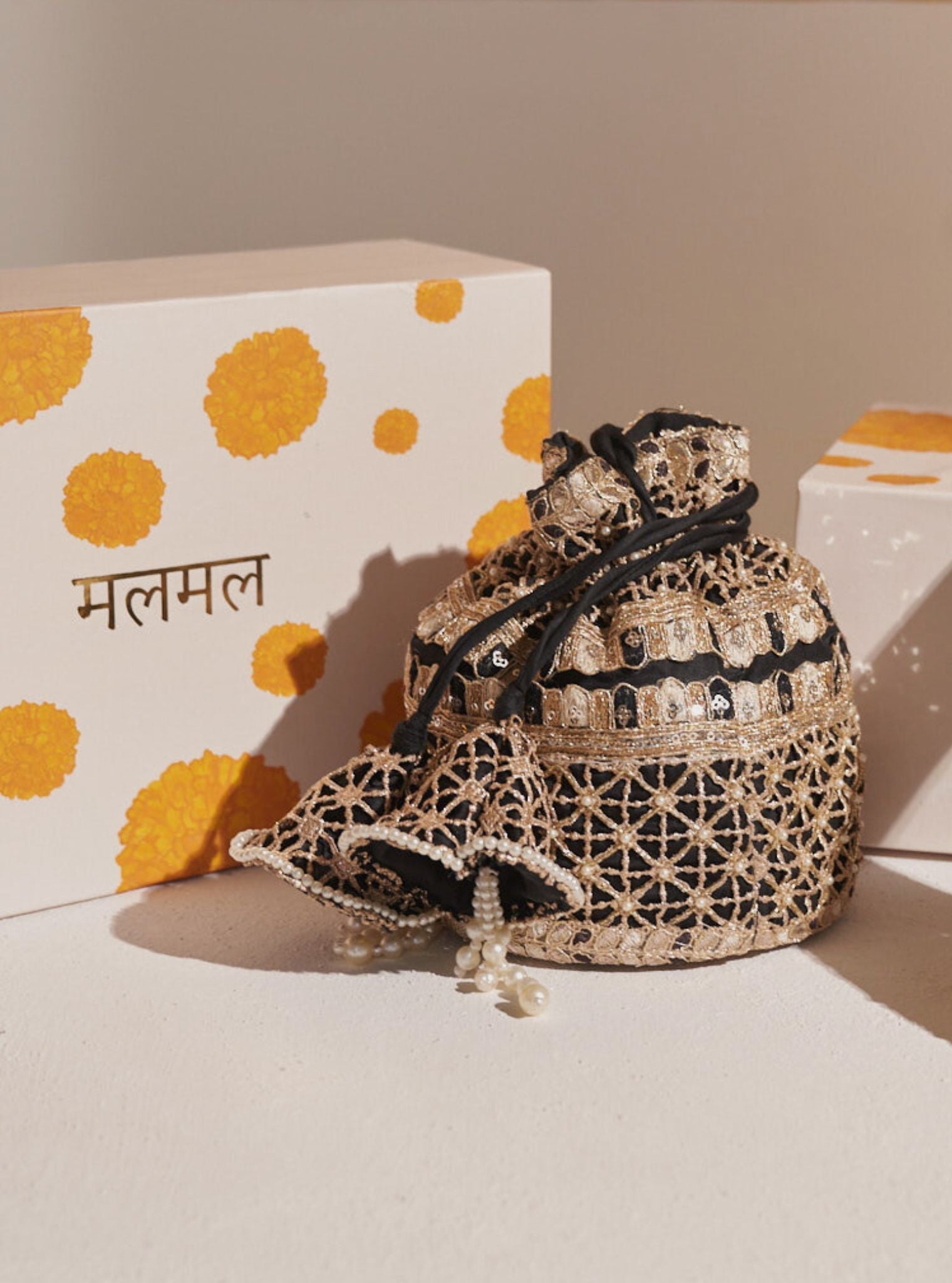 Mulmul Nandita Black Potli Bag