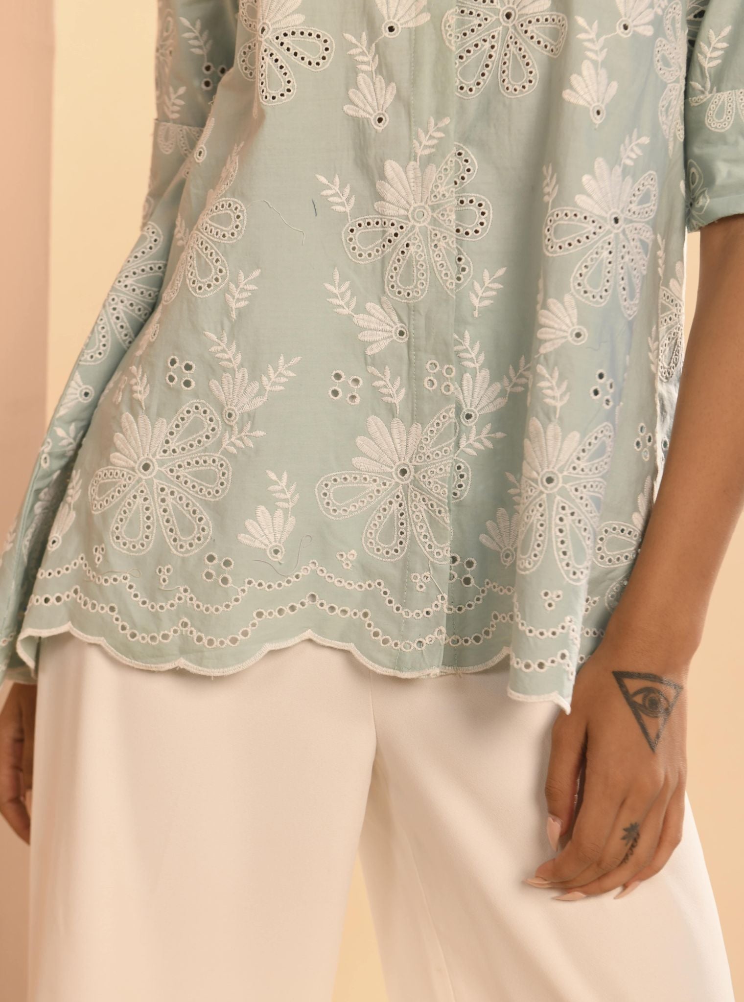 Mulmul Iconic Cotton Chiara Teal Blue Shirt