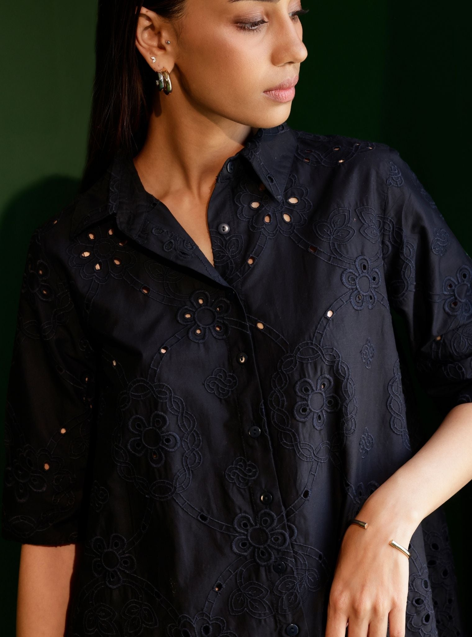 Mulmul Cotton Finn Black Shirt