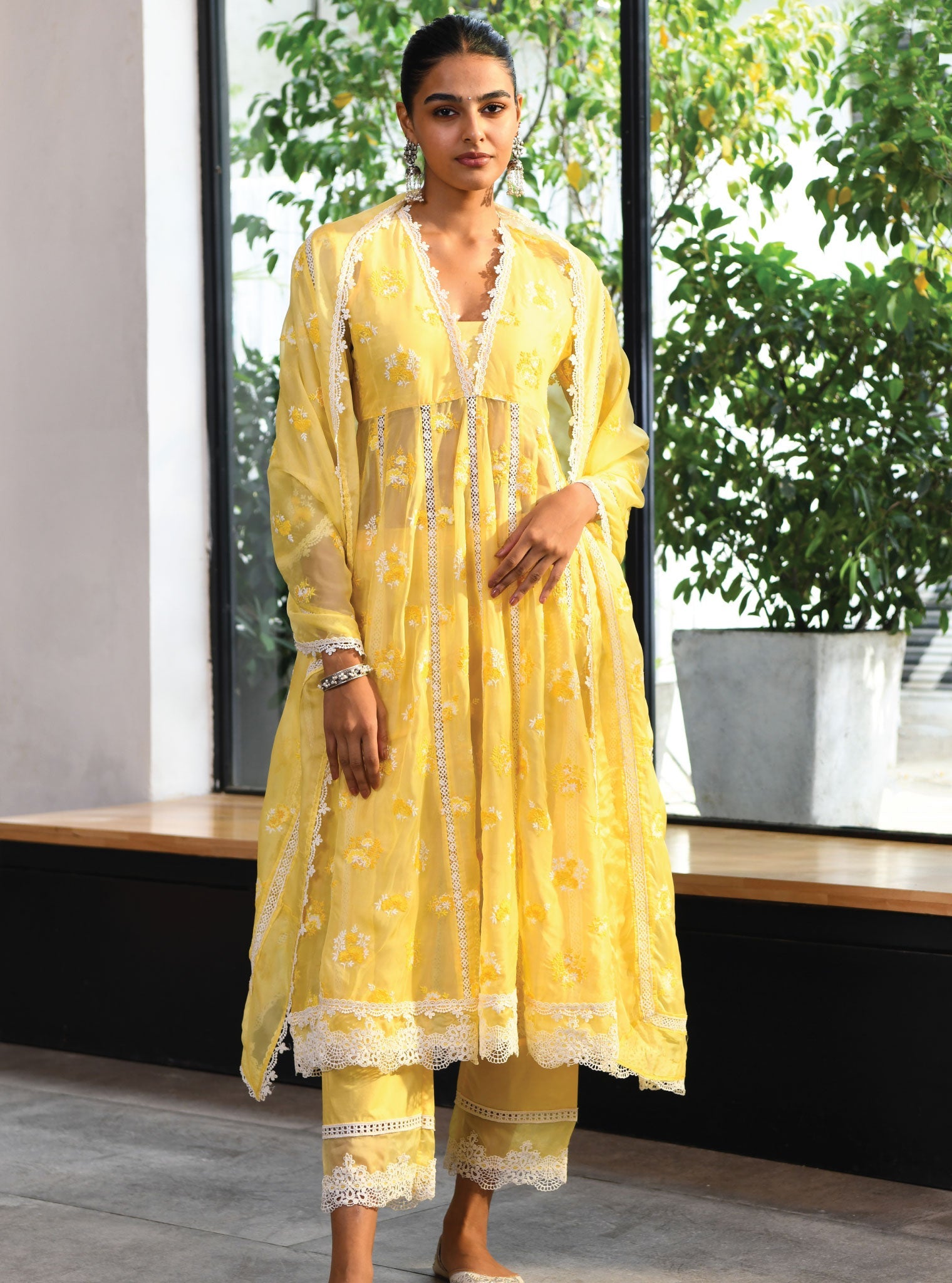 Mulmul Organza Glasgow Yellow Dupatta