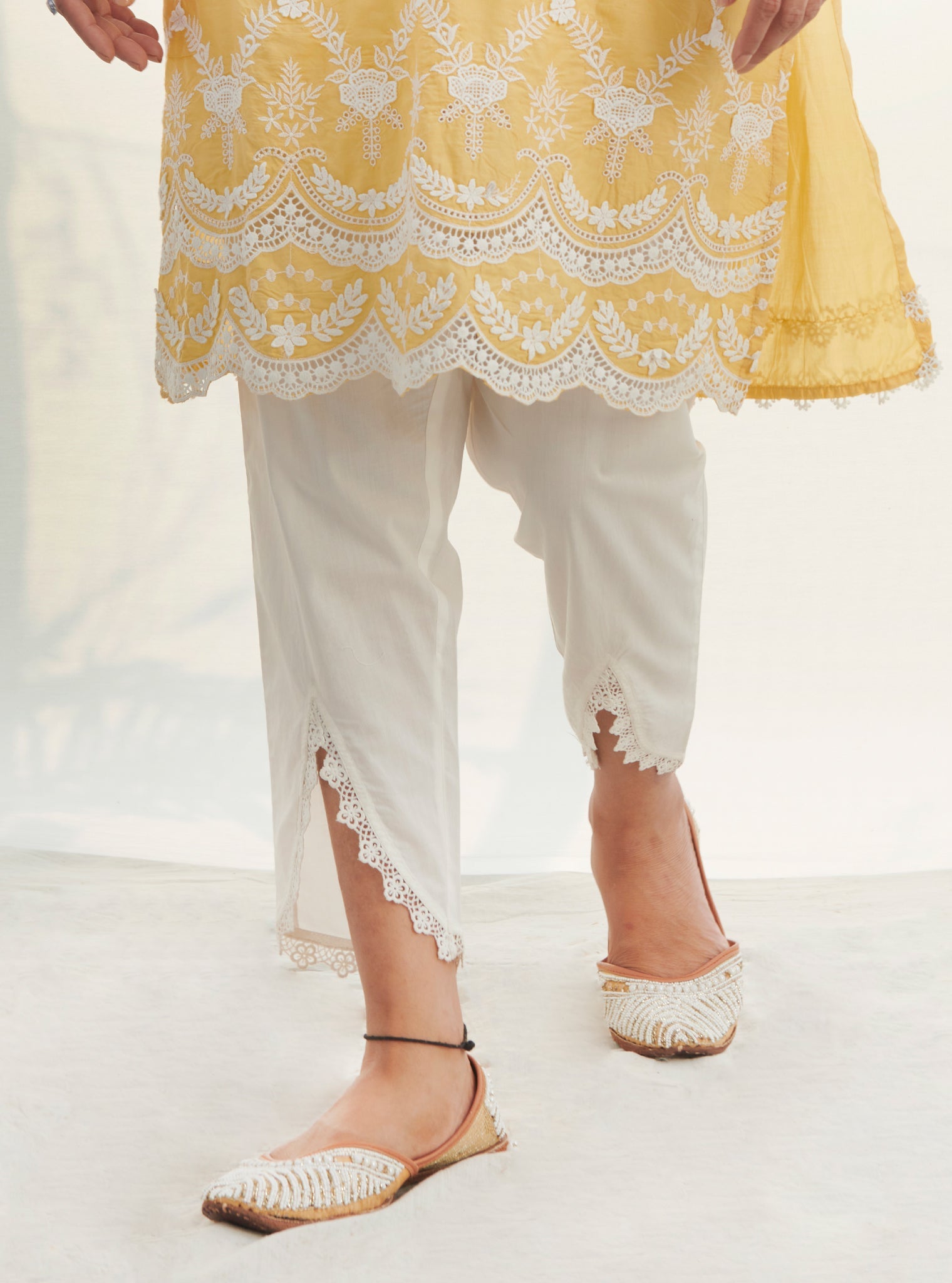 Mulmul Cotton Savri White Pant