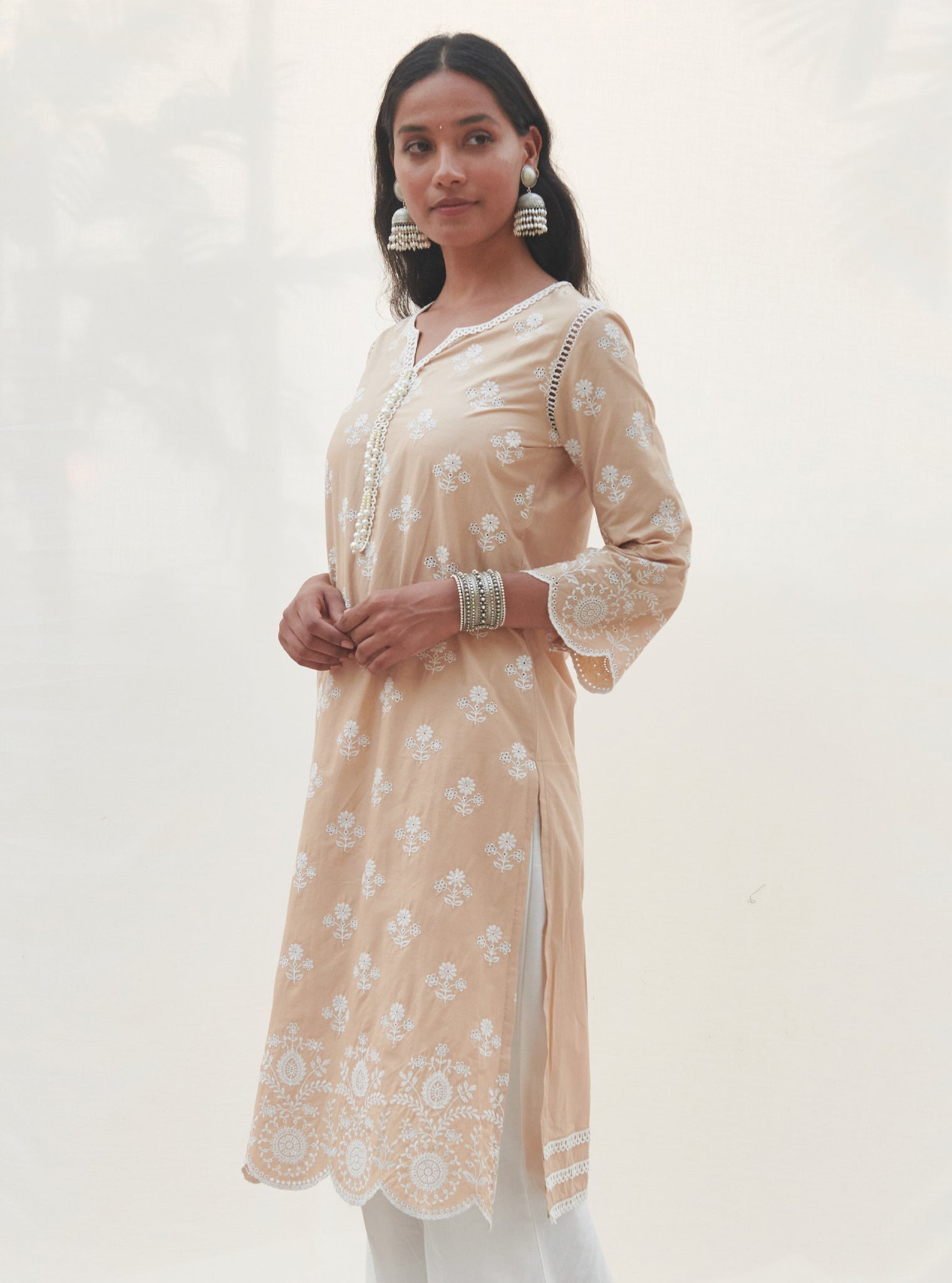 Mulmul Cotton Arpora Beige kurta