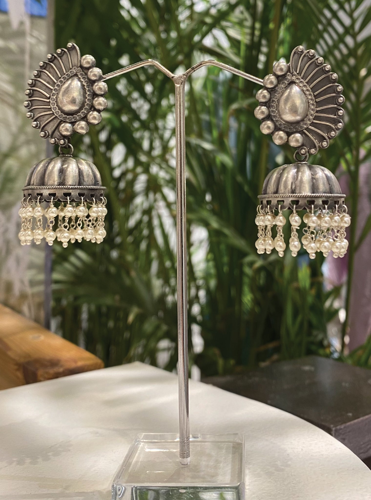 Basant Antique Silver Earrings