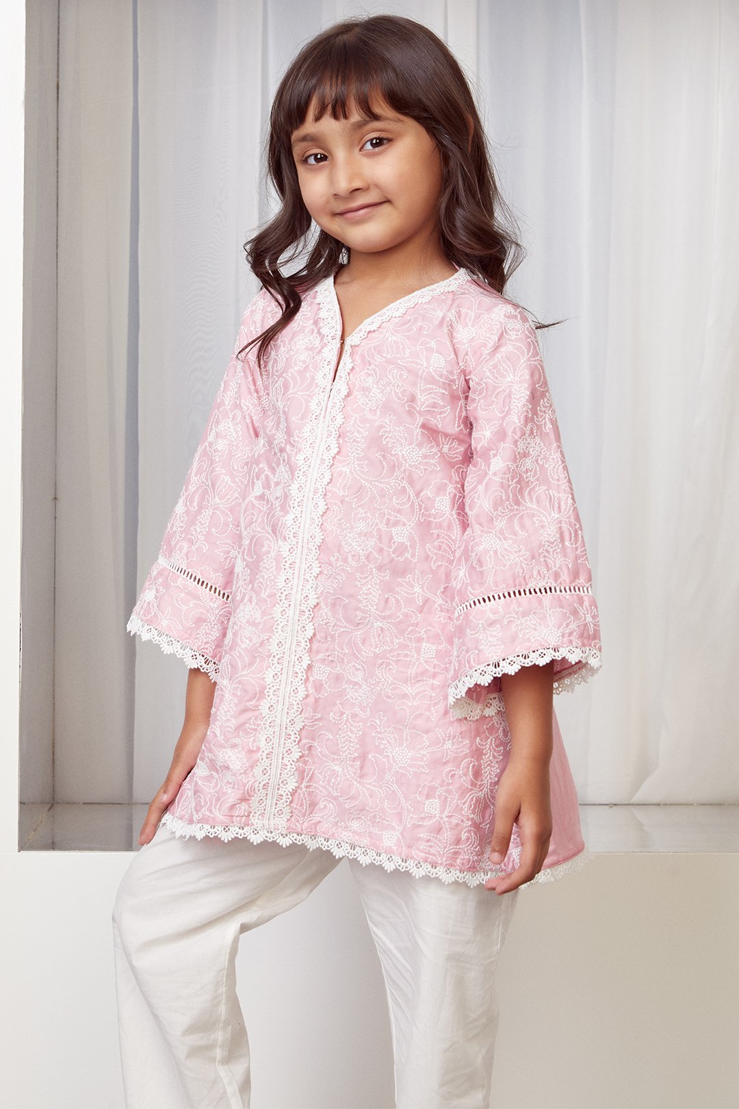 Mulmul Cotton Bloom Kurta With Bloom pyajama