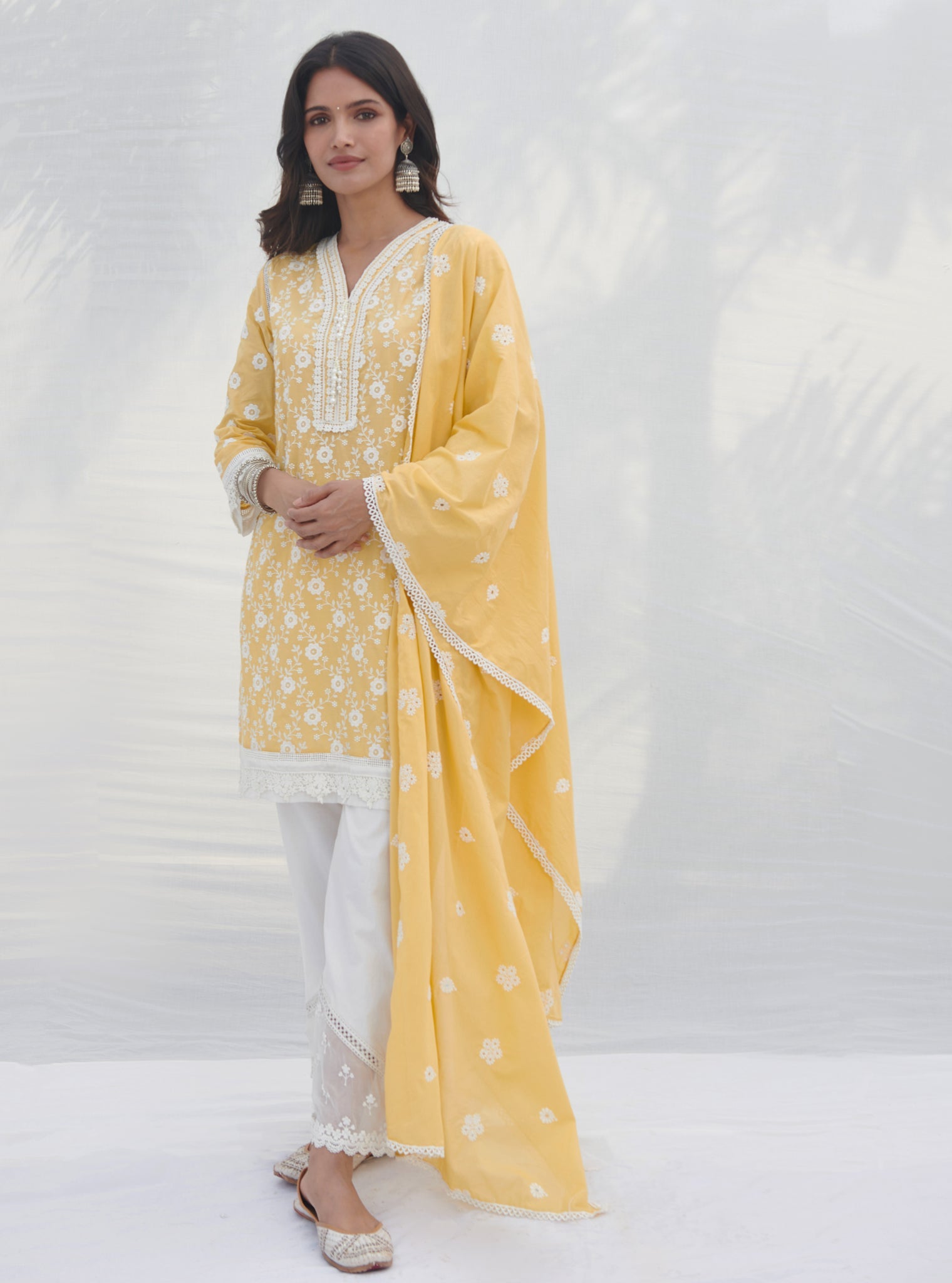 Mulmul Cotton Codli Yellow kurta