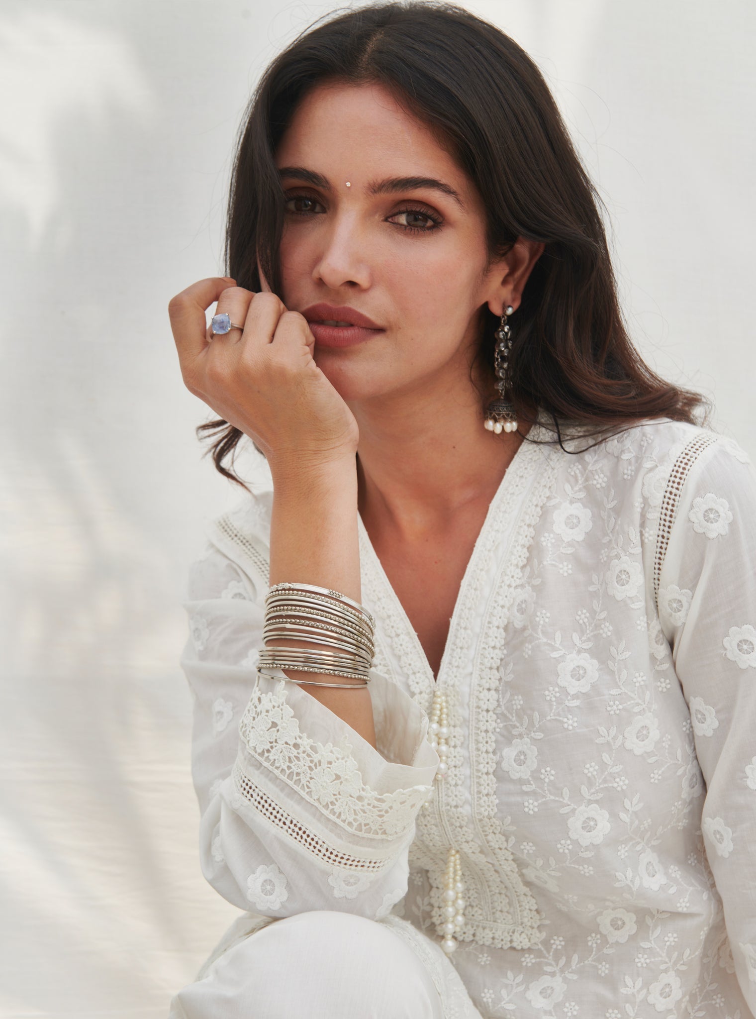 Mulmul Cotton Codli White kurta