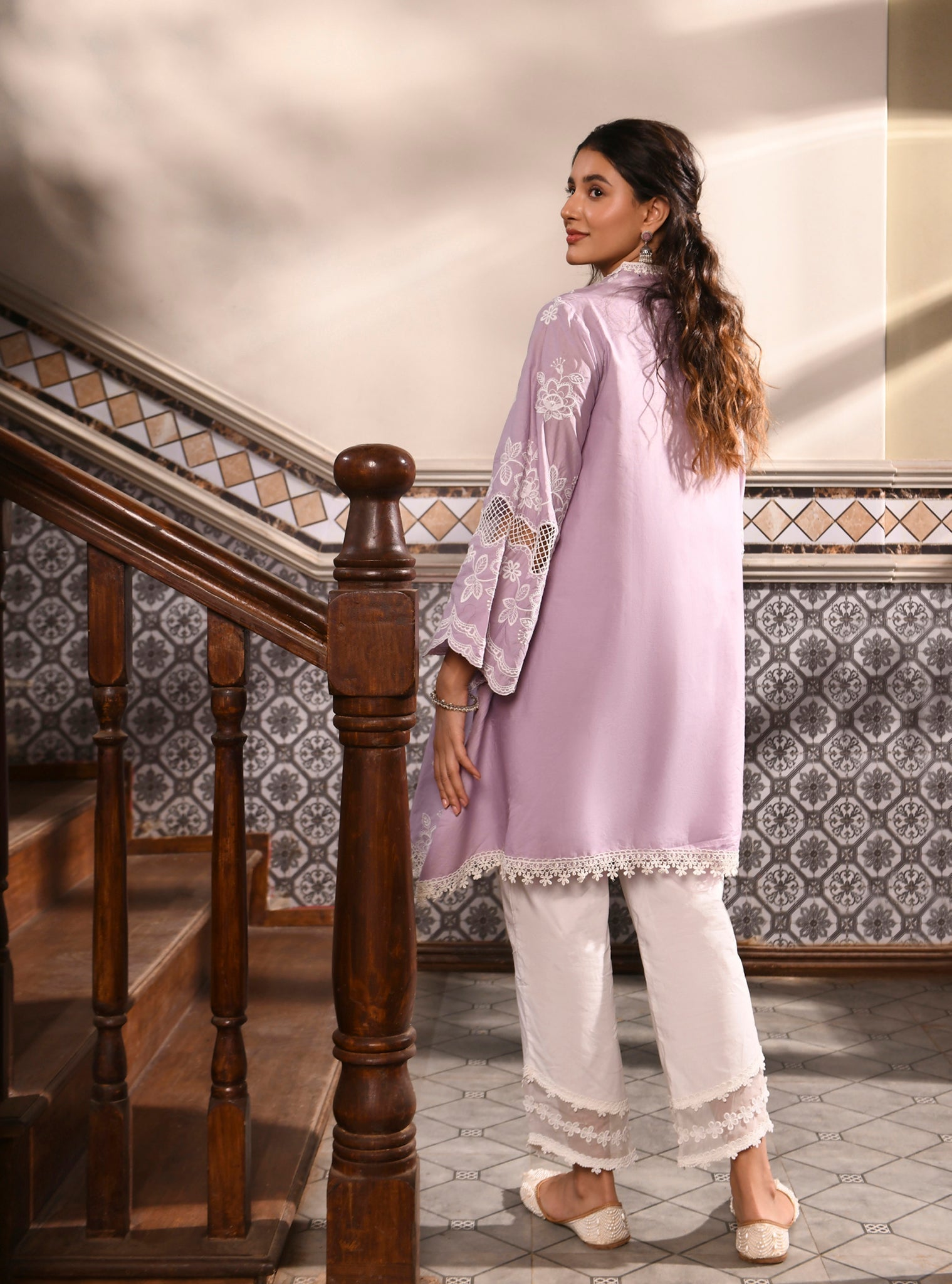 Mulmul Cotton Azara Lilac Kurta