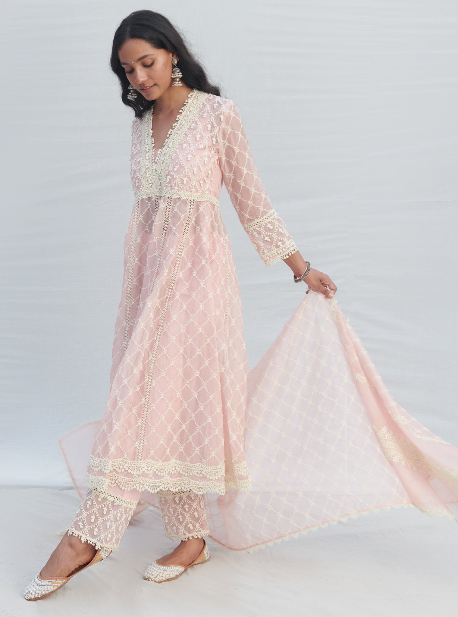 Mulmul Organza Betora Pink Dupatta