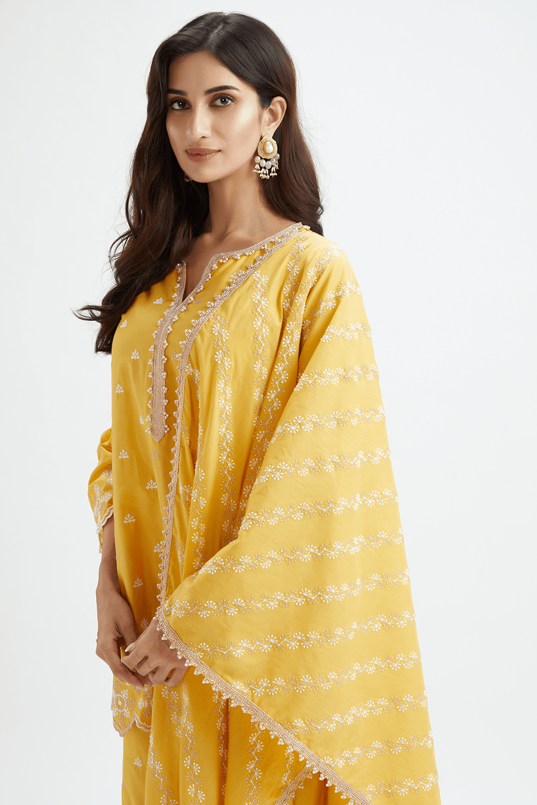 Mulmul Cotton Sparrow Mustard Dupatta