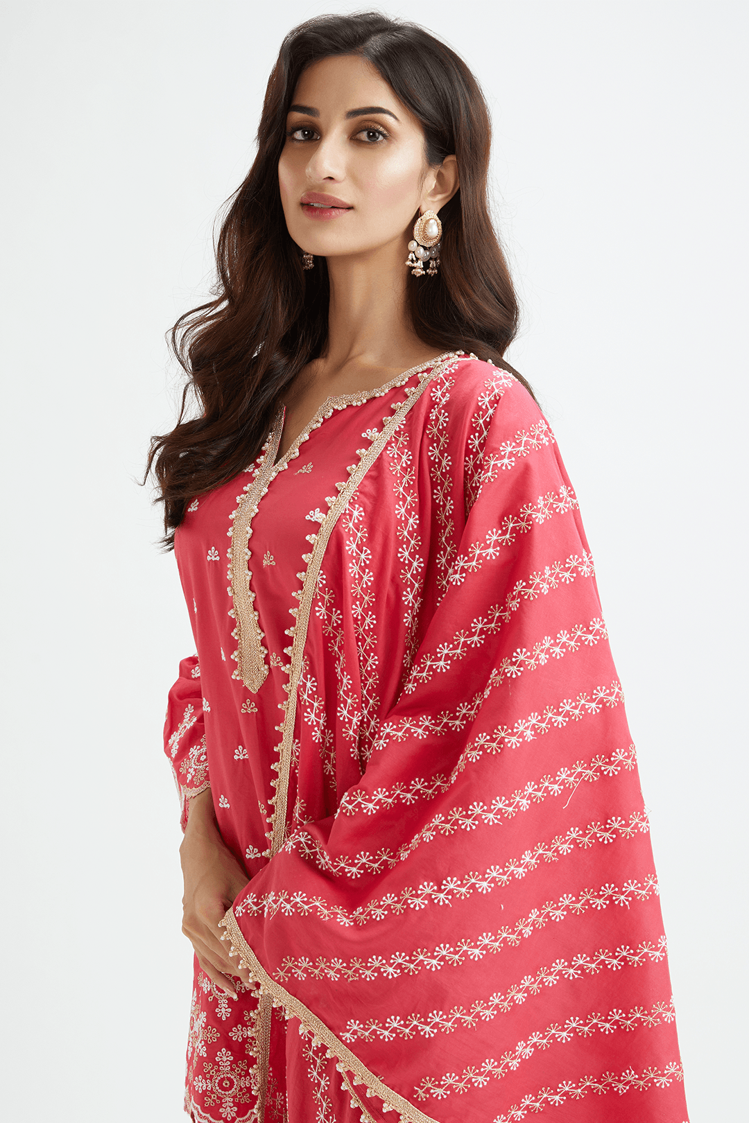 Mulmul Cotton Sparrow Red Dupatta