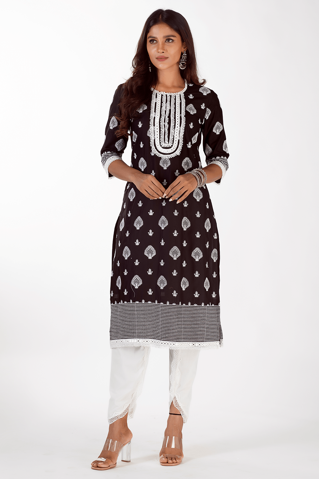 Mulmul Cotton Gene Black Kurta