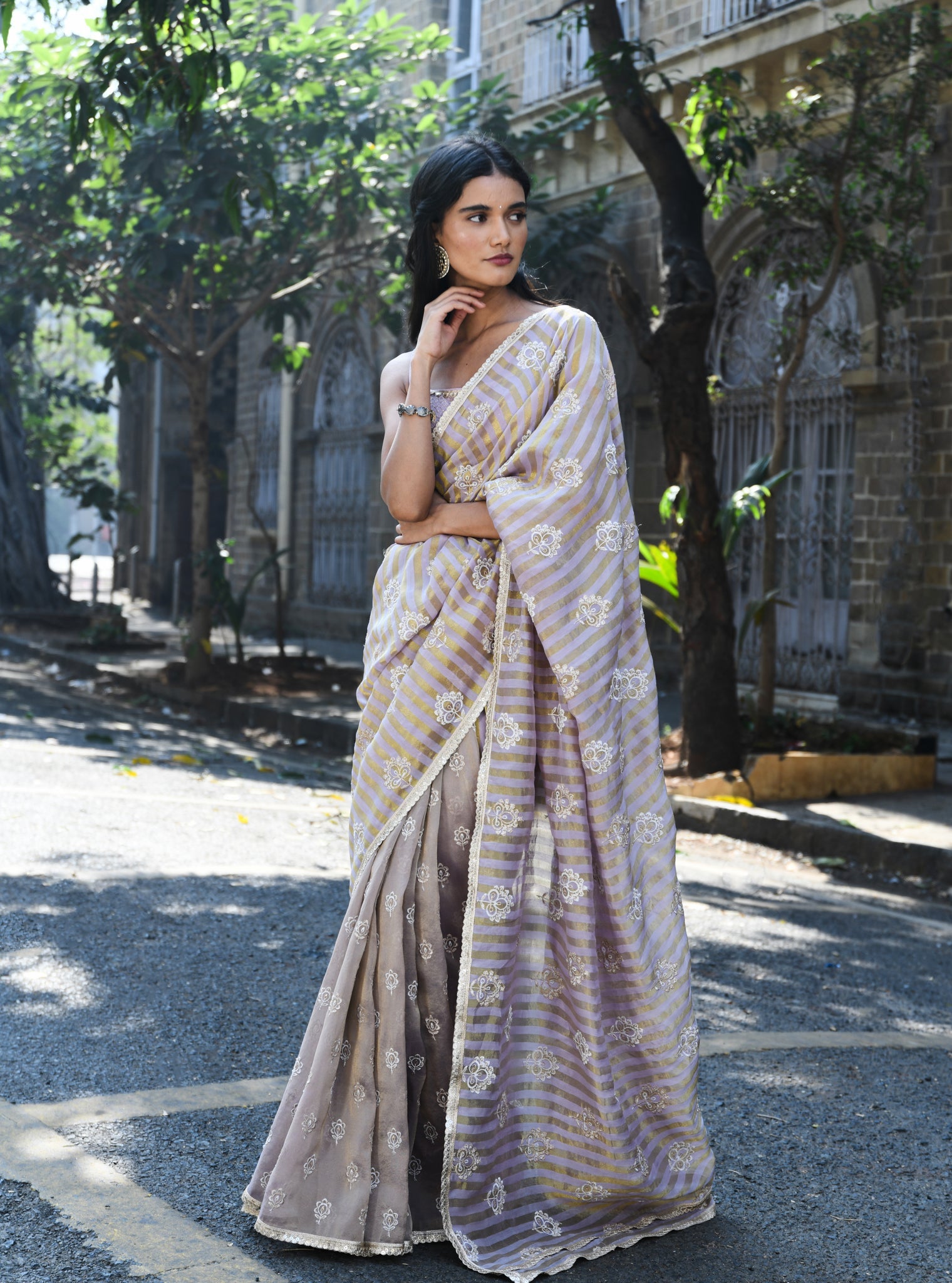 Mulmul Banarsi Luxe Tissue Mangni Lavender Saree