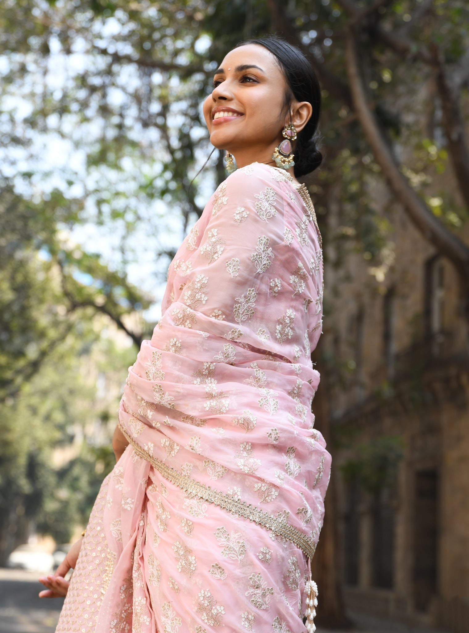 Mulmul Organza Saroli Light Pink Saree