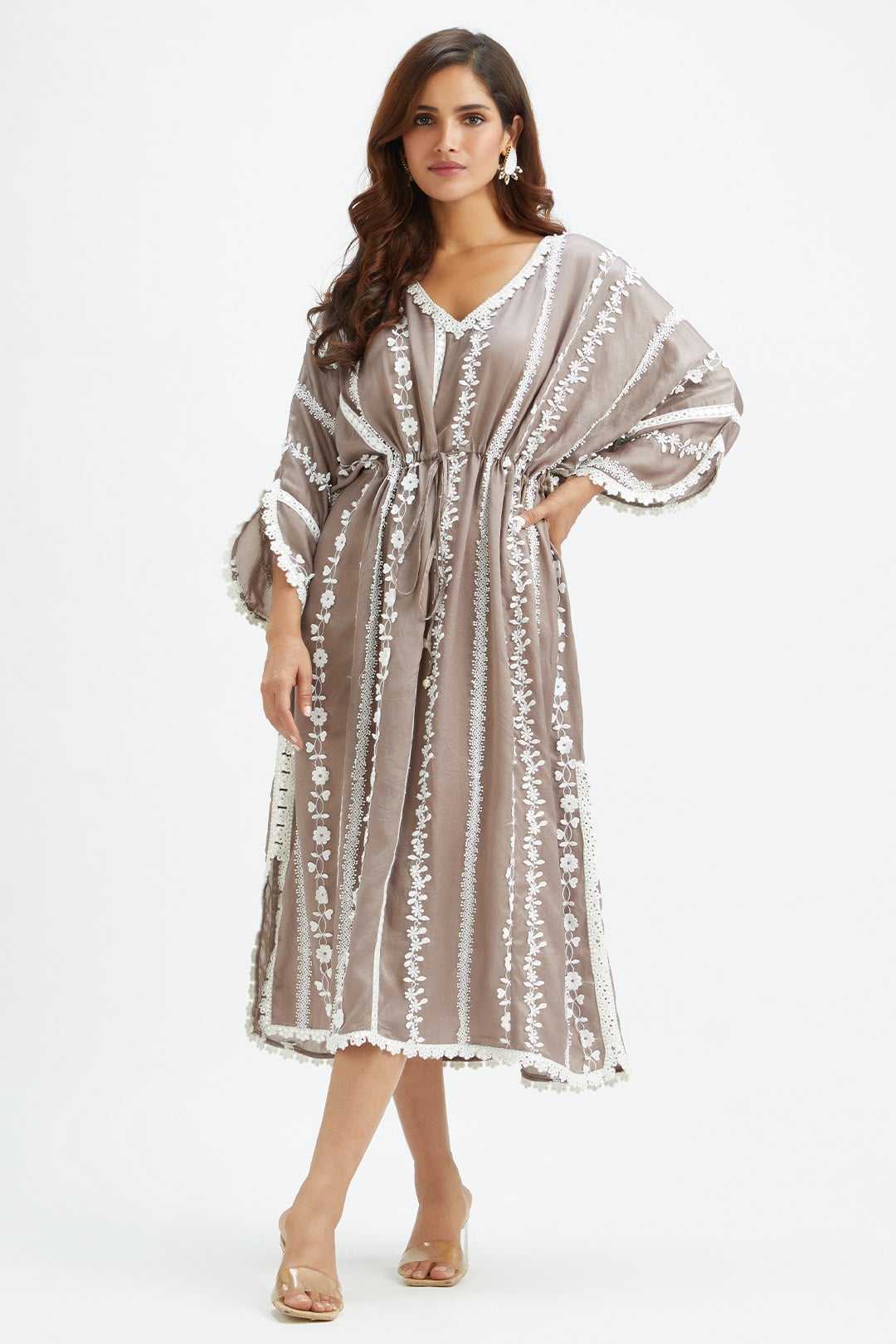 Mulmul Cupro Silk Montana Grey Kaftan