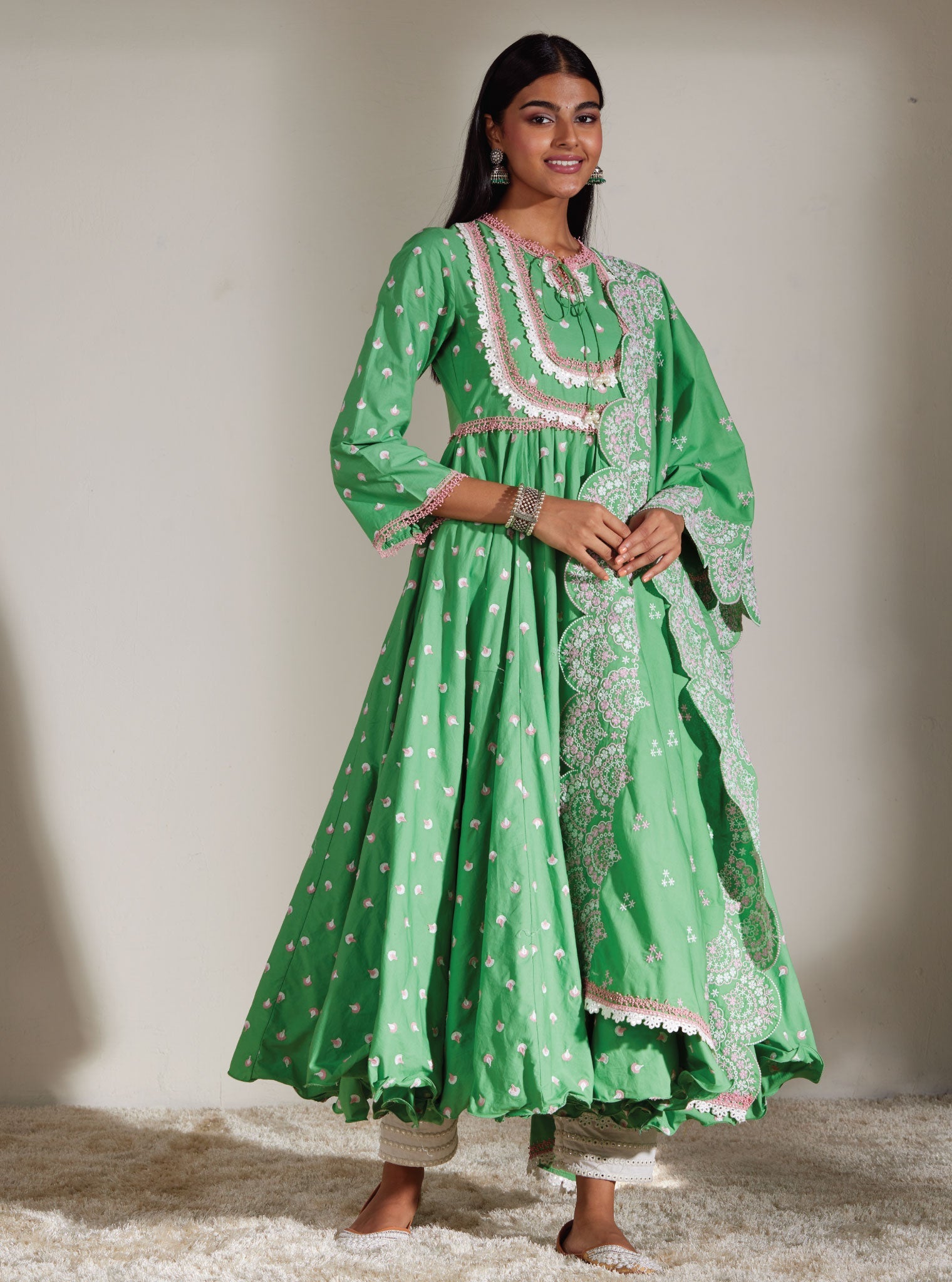 Mulmul Cyane Green Dupatta