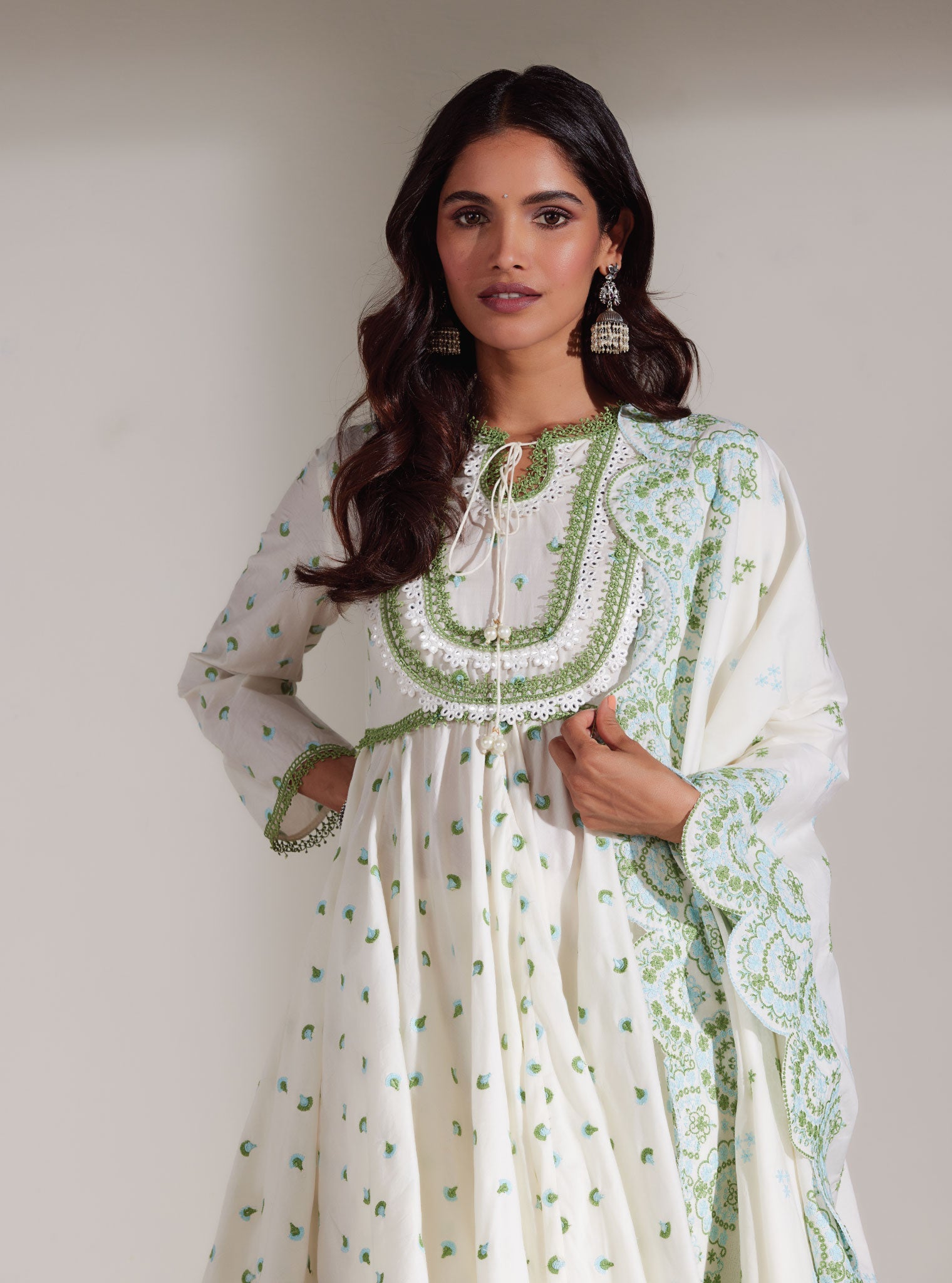 Mulmul Cotton Nadine Anarkali Kurta