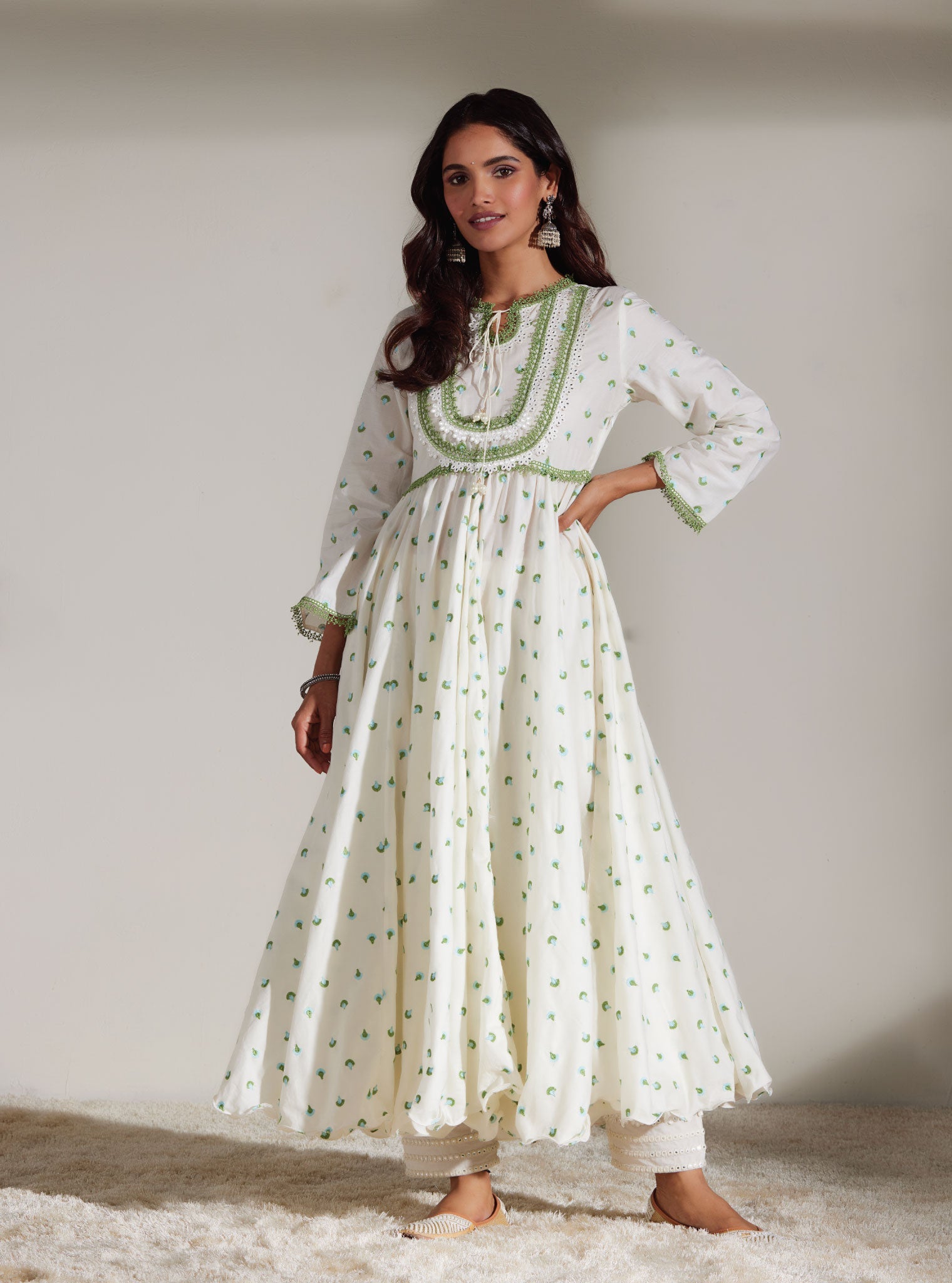 Mulmul Cotton Nadine Anarkali Kurta